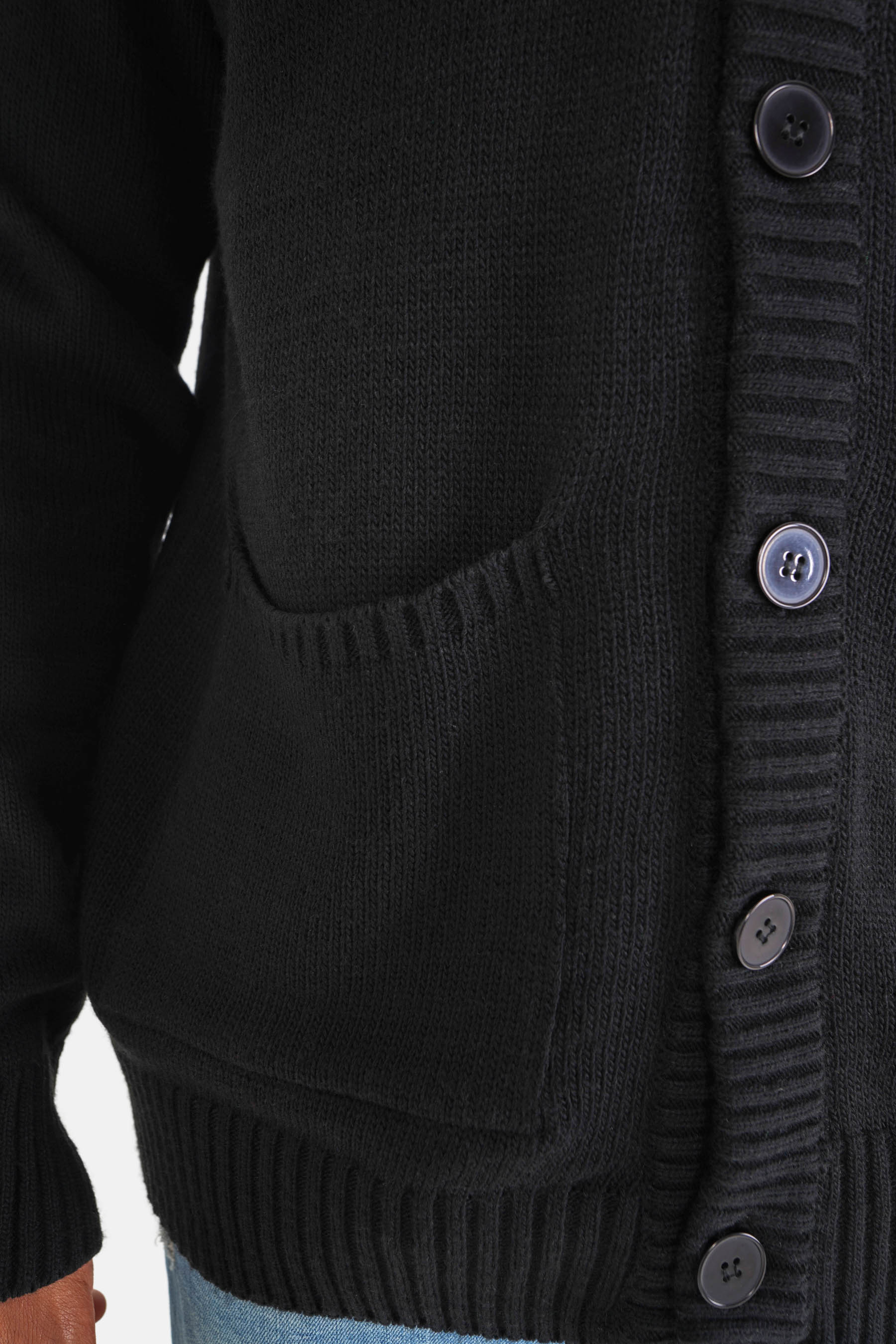 Cardigan maille coeur brodé Noir - Image 3