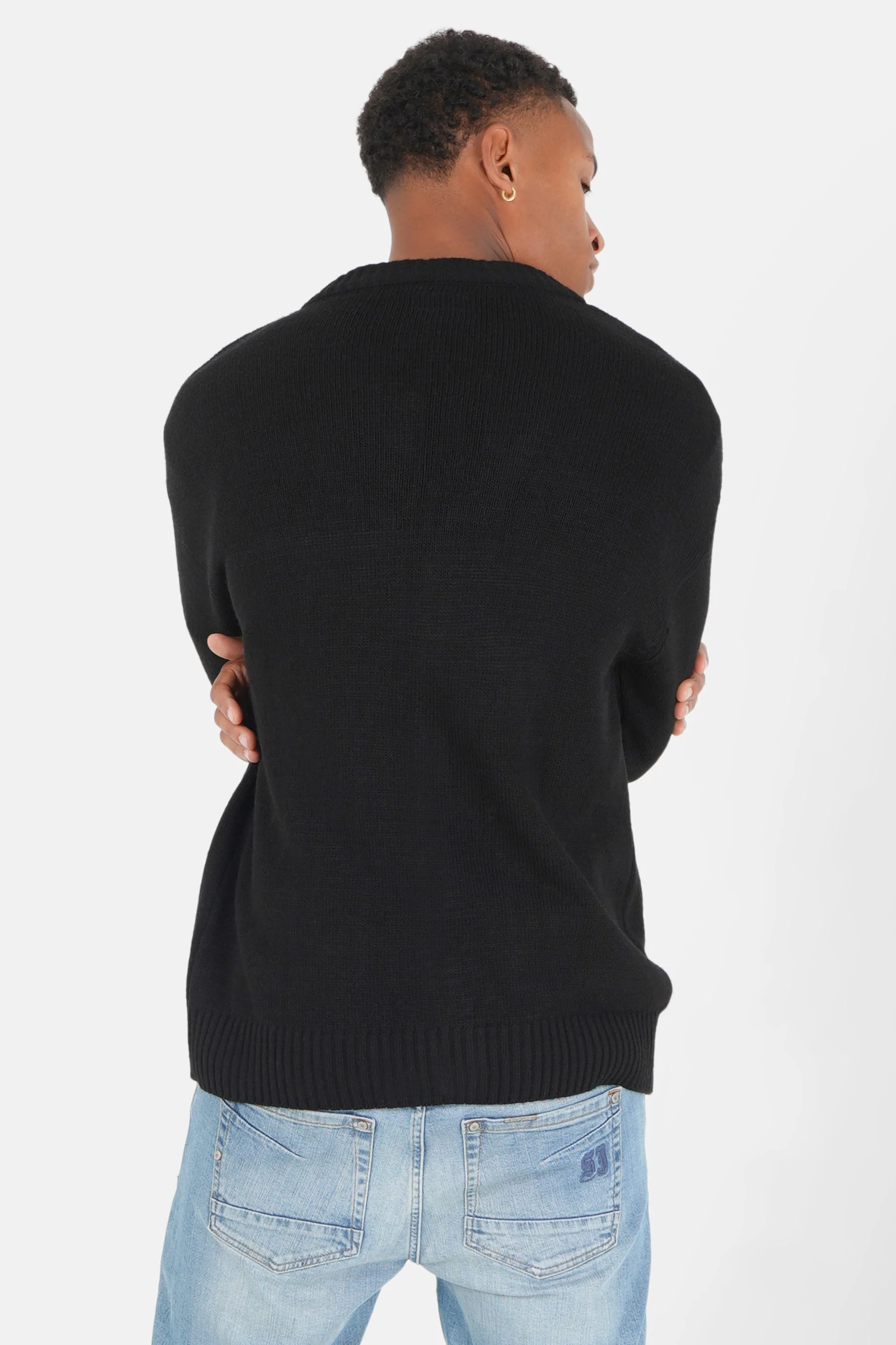 Cardigan maille coeur brodé Noir - Image 5
