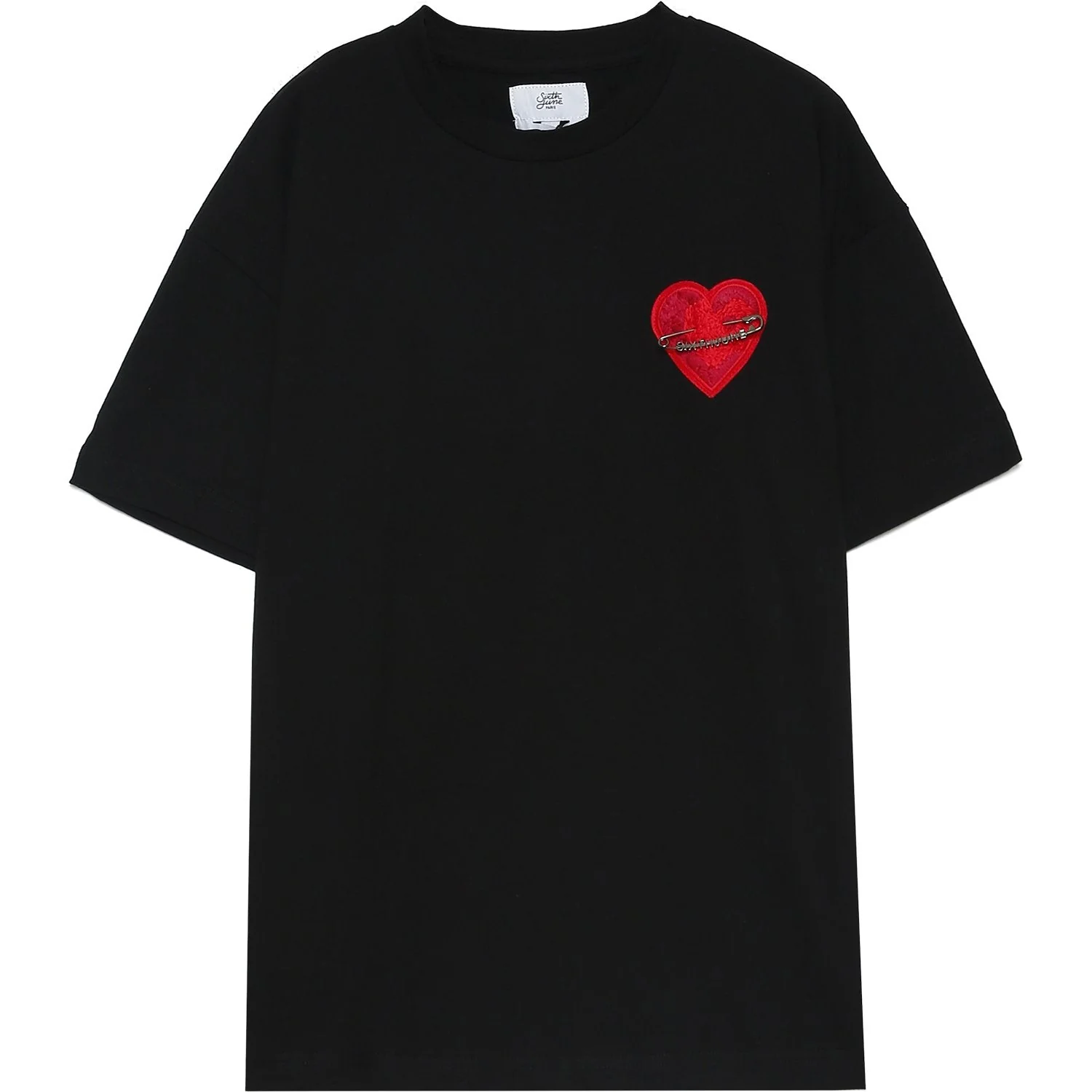T-shirt coeur brodé Noir - Image 6