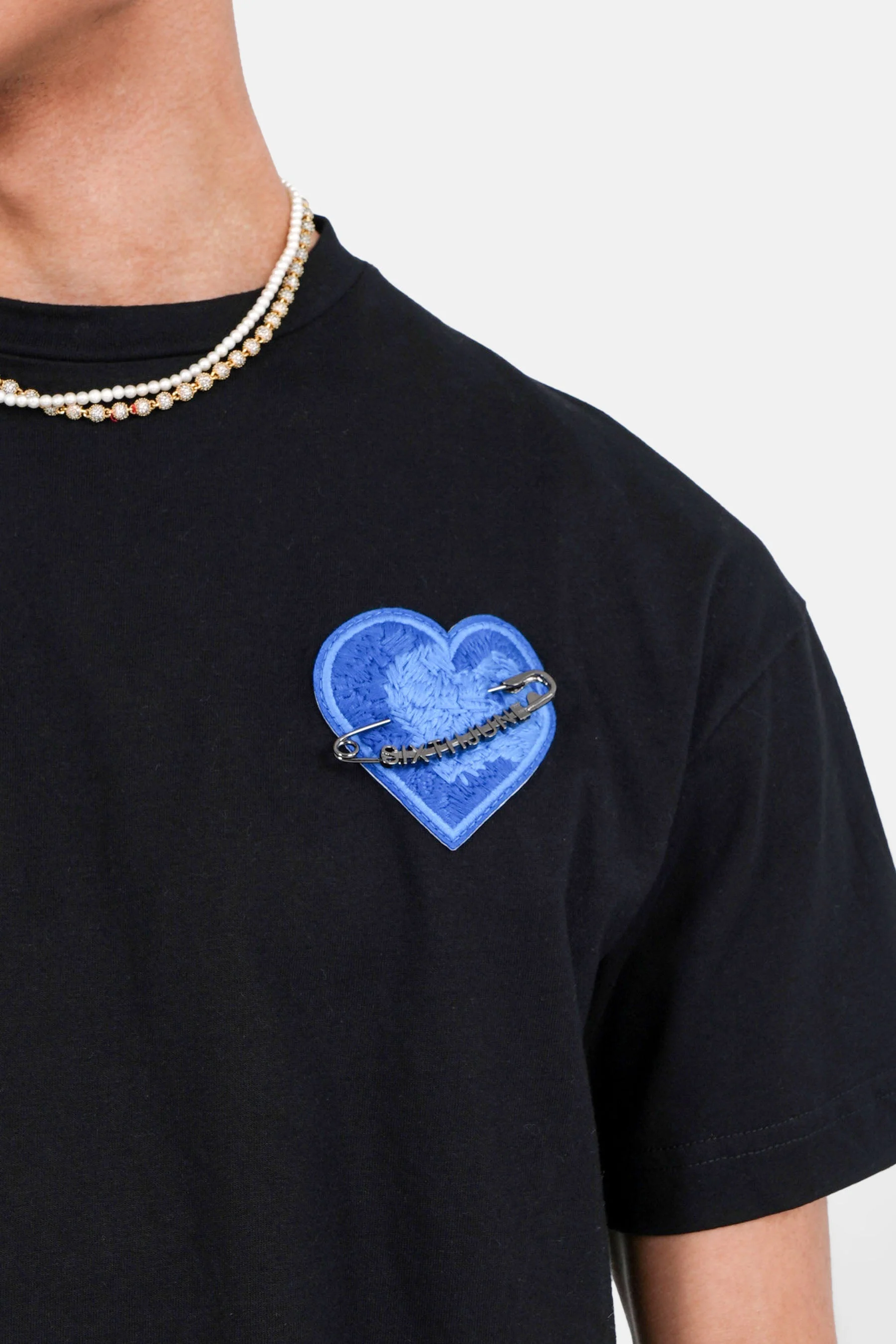 T-shirt coeur brodé Noir - Image 3