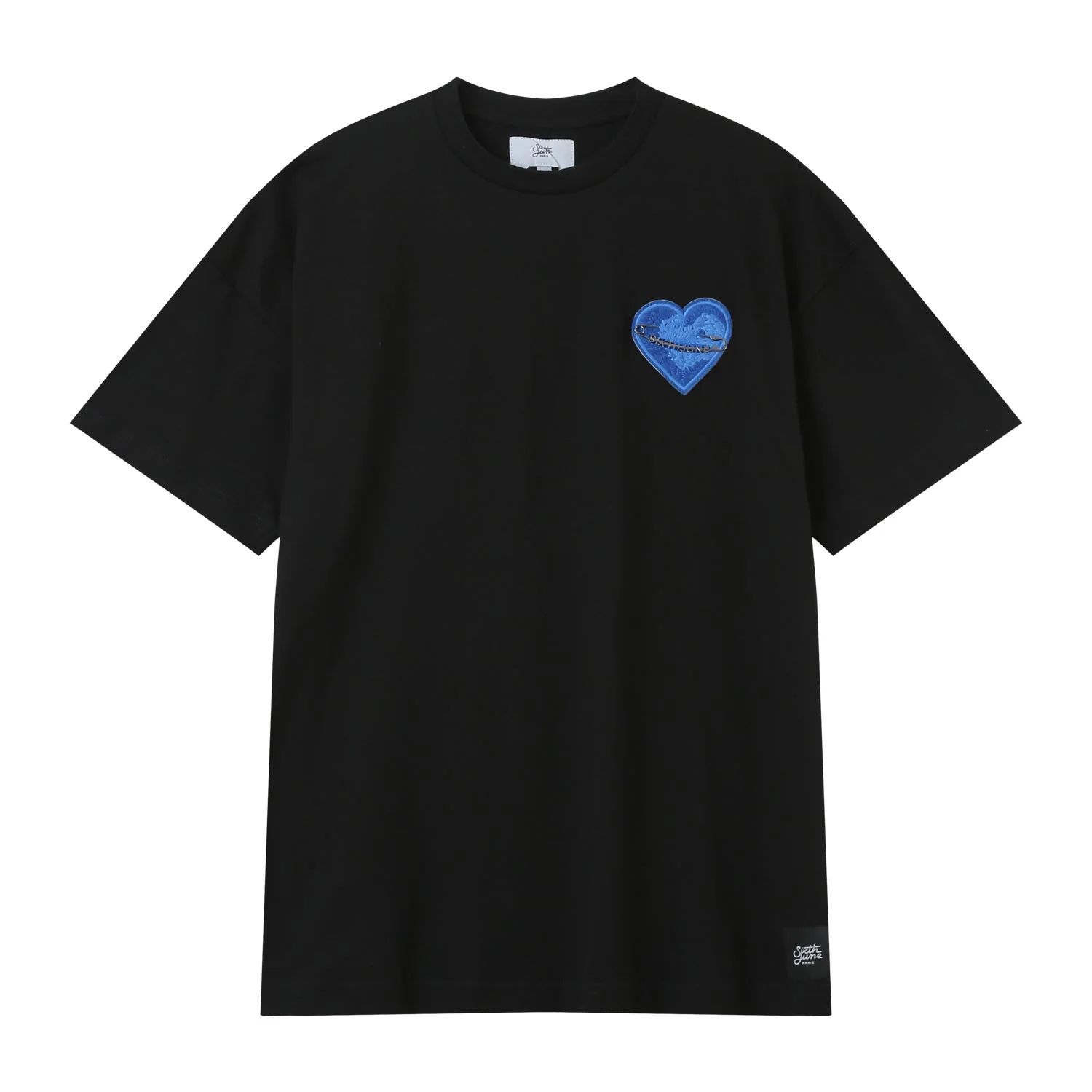 T-shirt coeur brodé Noir - Image 6