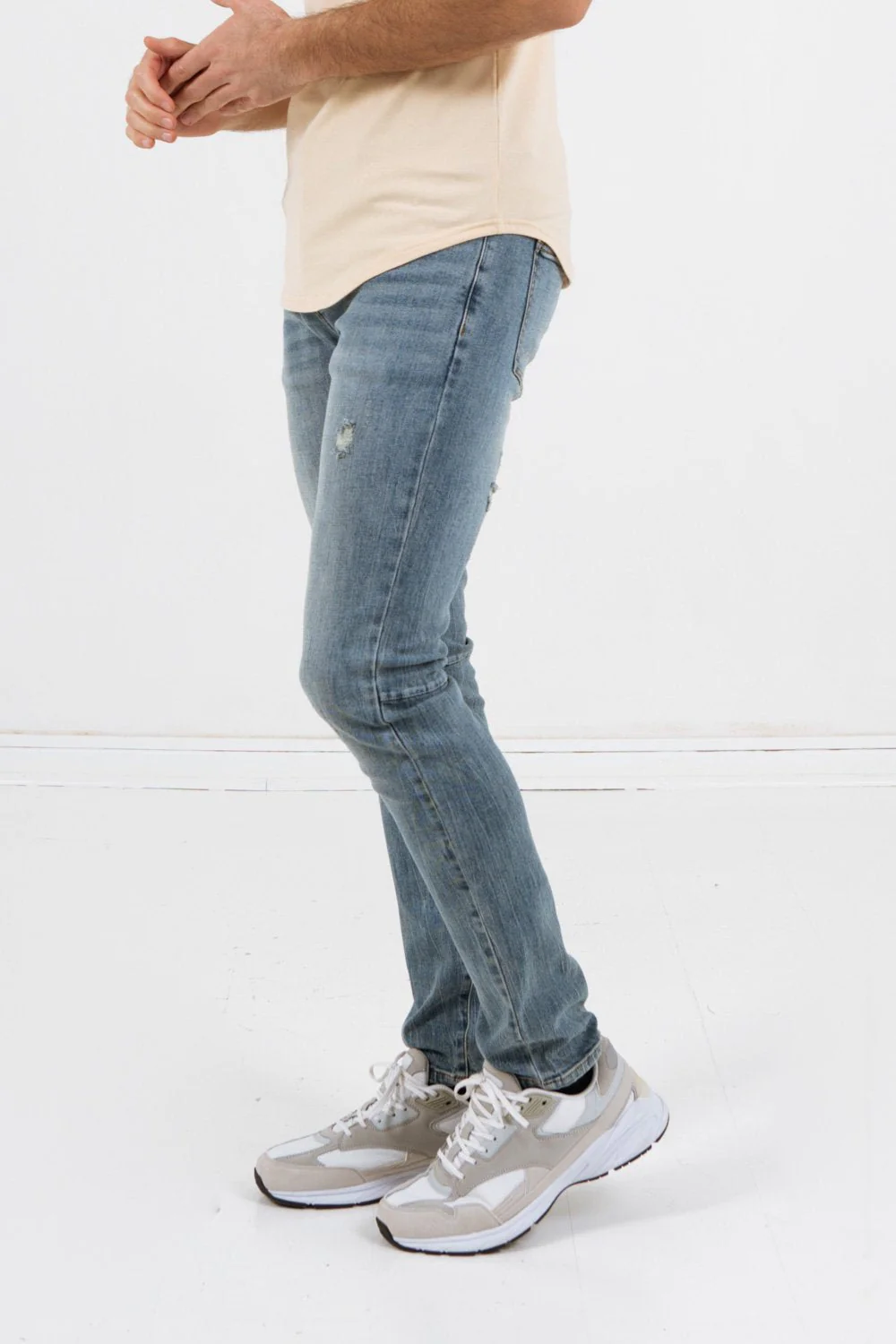 Jean usé délavé skinny bleu - Image 3