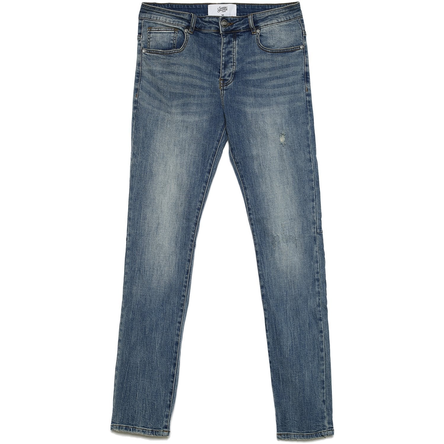 Jean usé délavé skinny bleu - Image 5