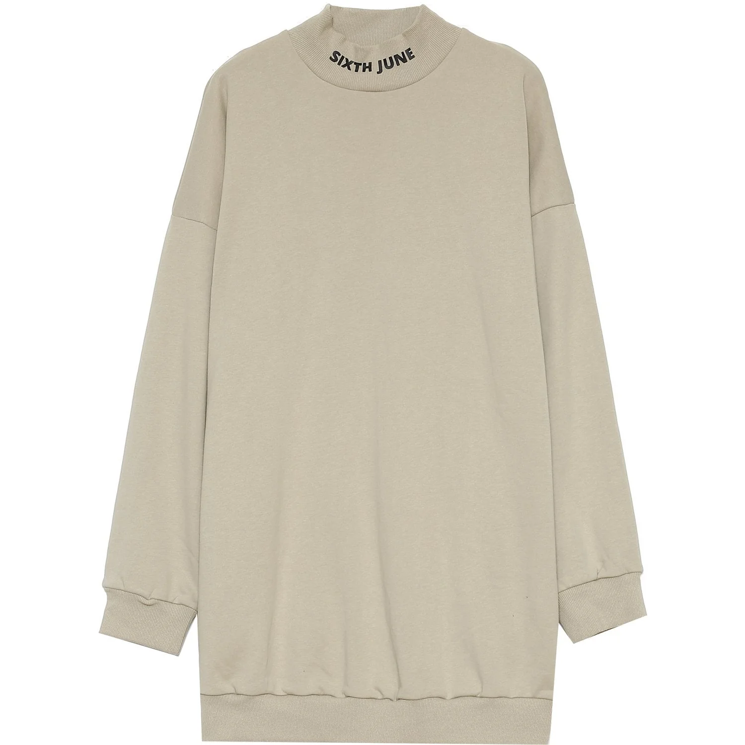 Robe sweat col côtelé Beige - Image 6