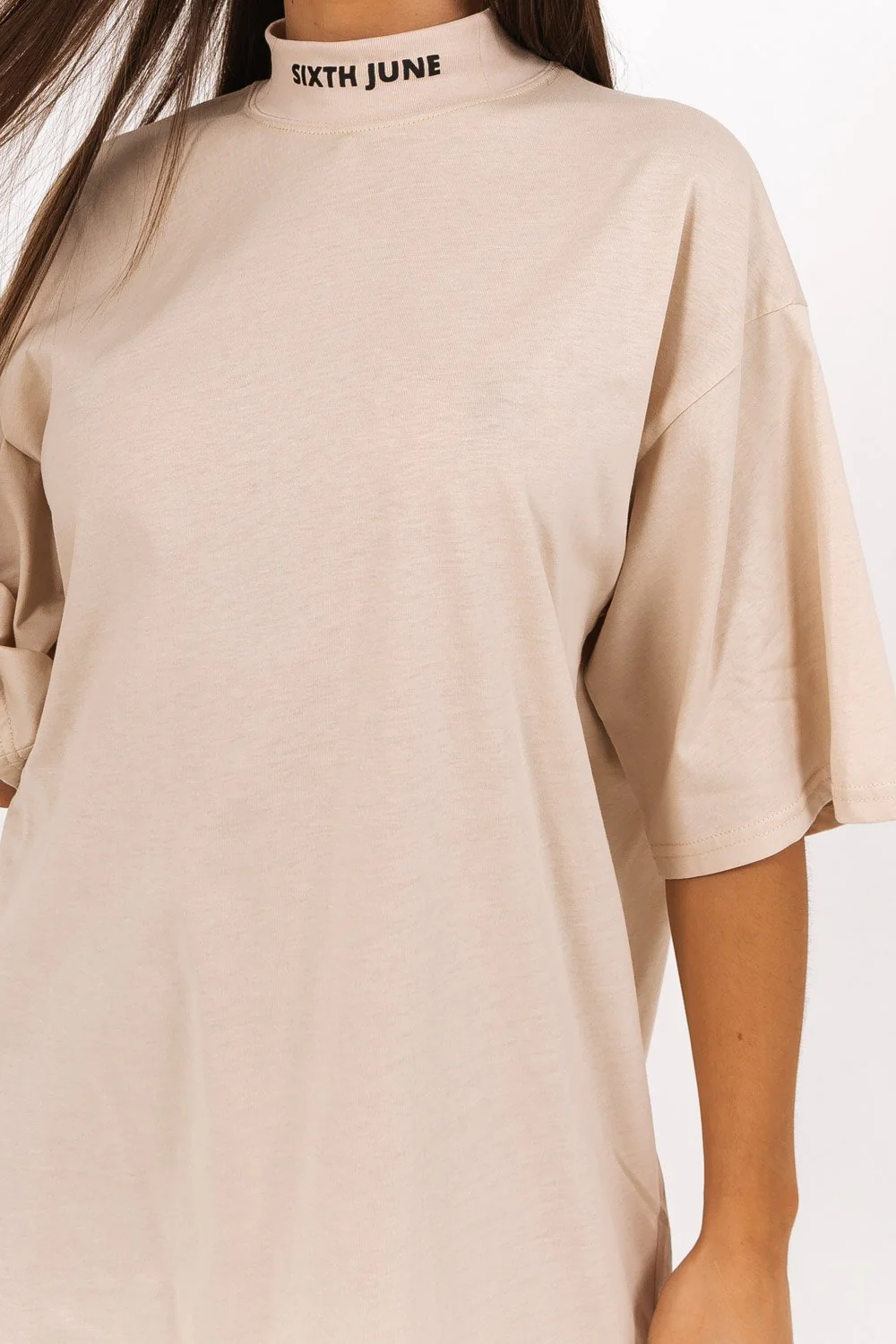 Robe t-shirt col montant Beige - Image 3