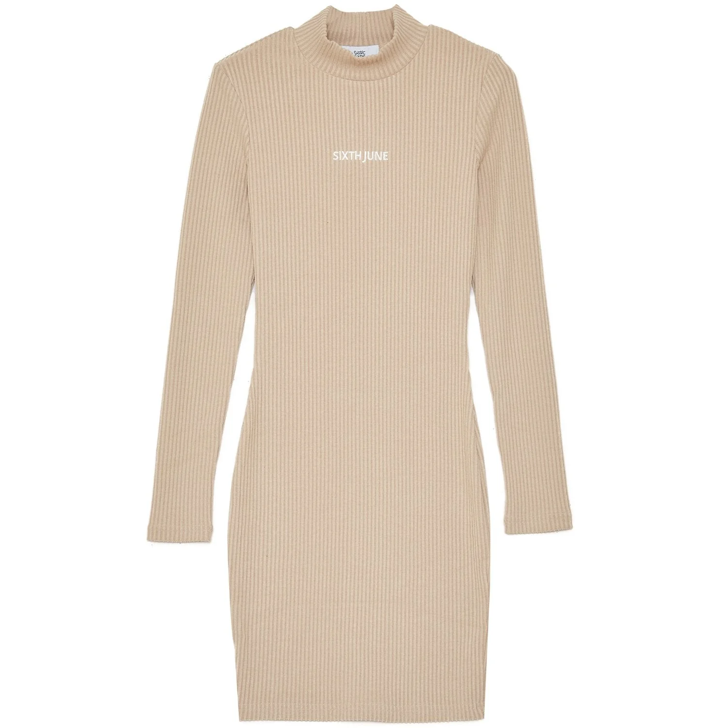 Robe côtelée col Beige - Image 6