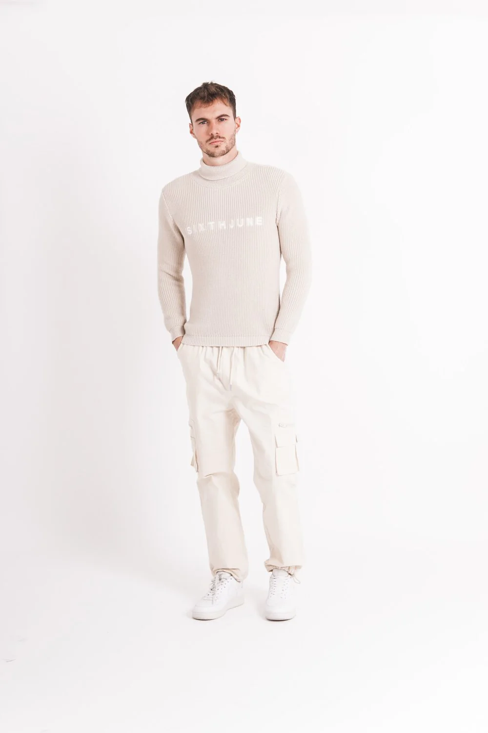 Pull maille col roulé Beige - Image 2