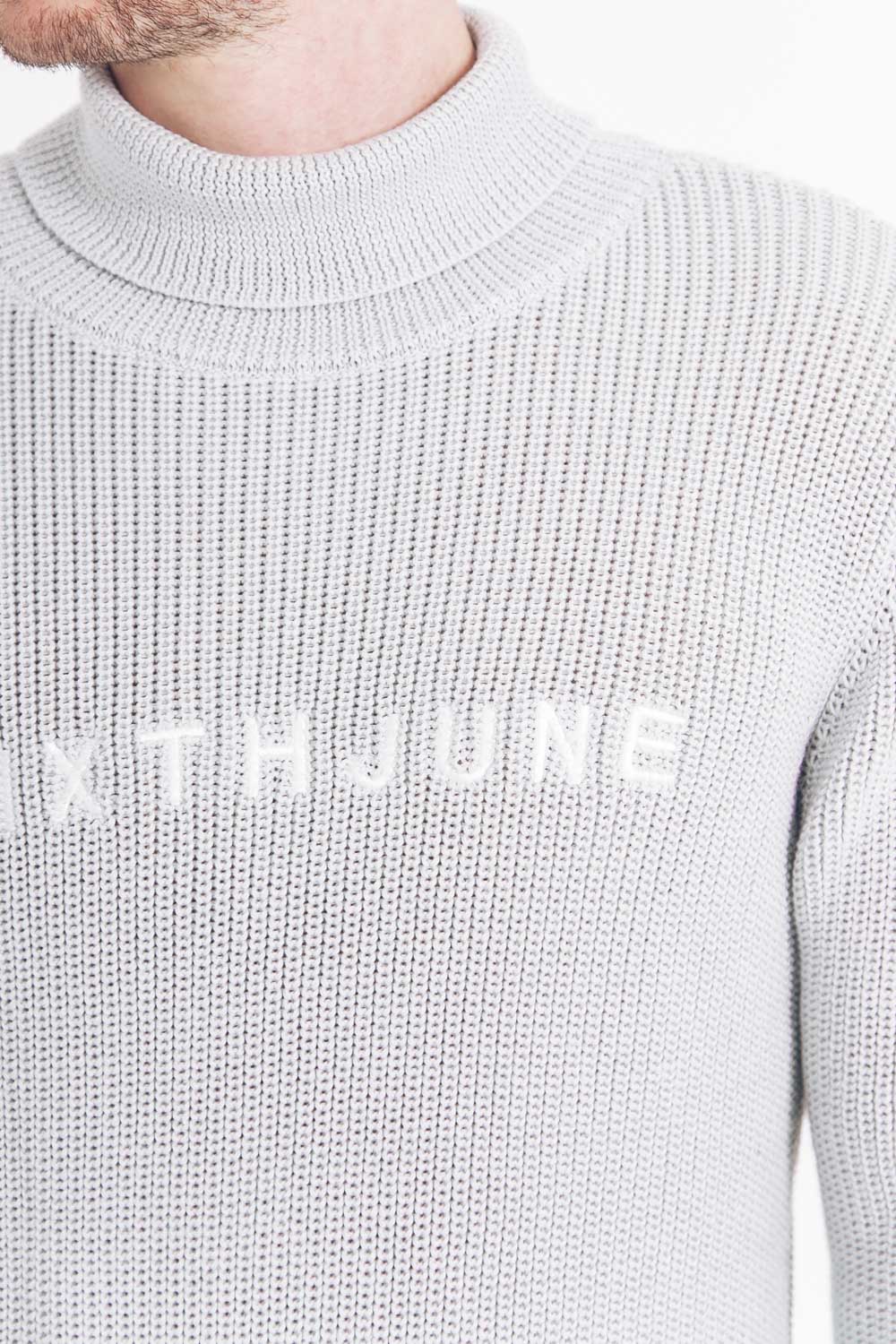 Pull maille col roulé Gris clair - Image 3