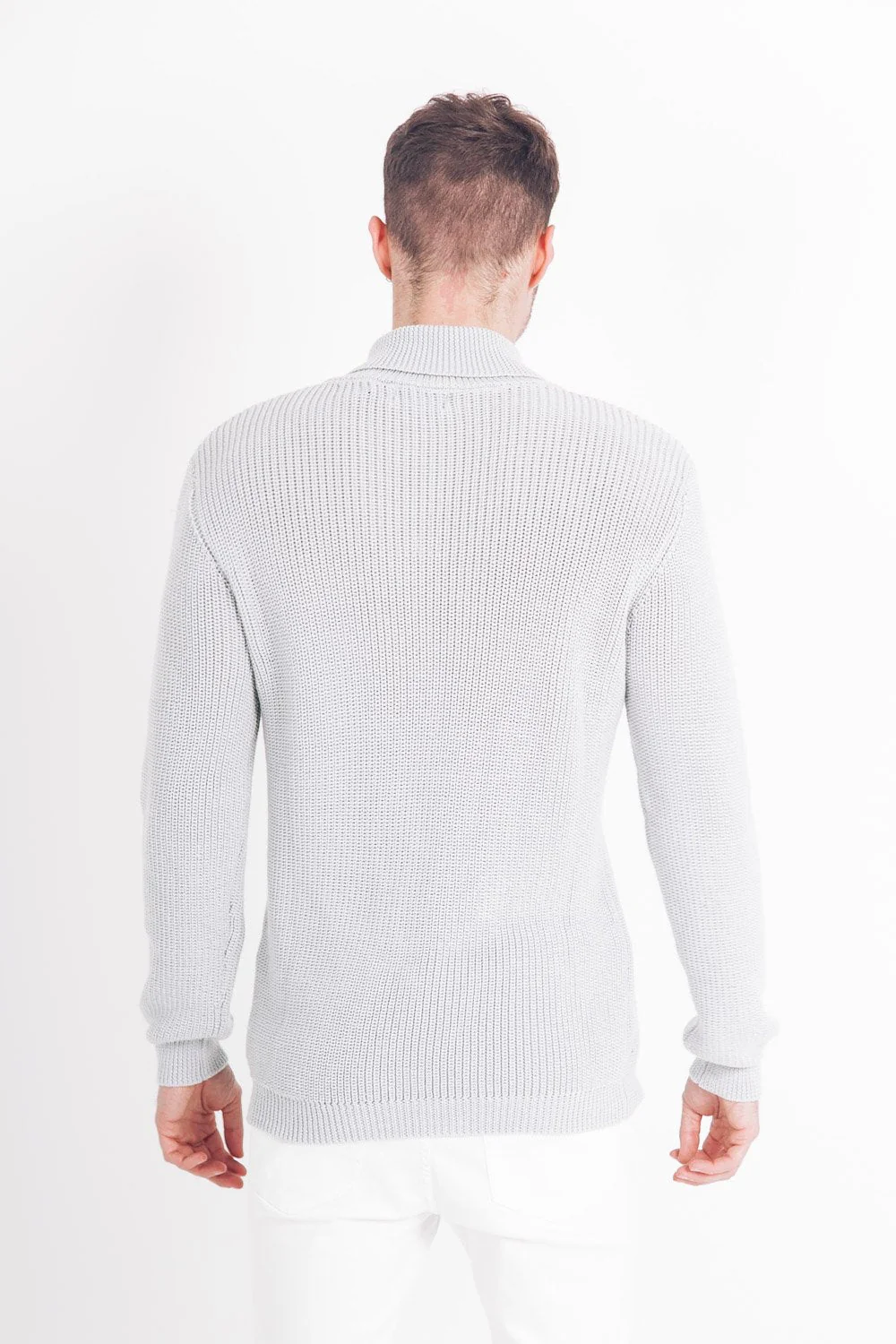 Pull maille col roulé Gris clair - Image 5