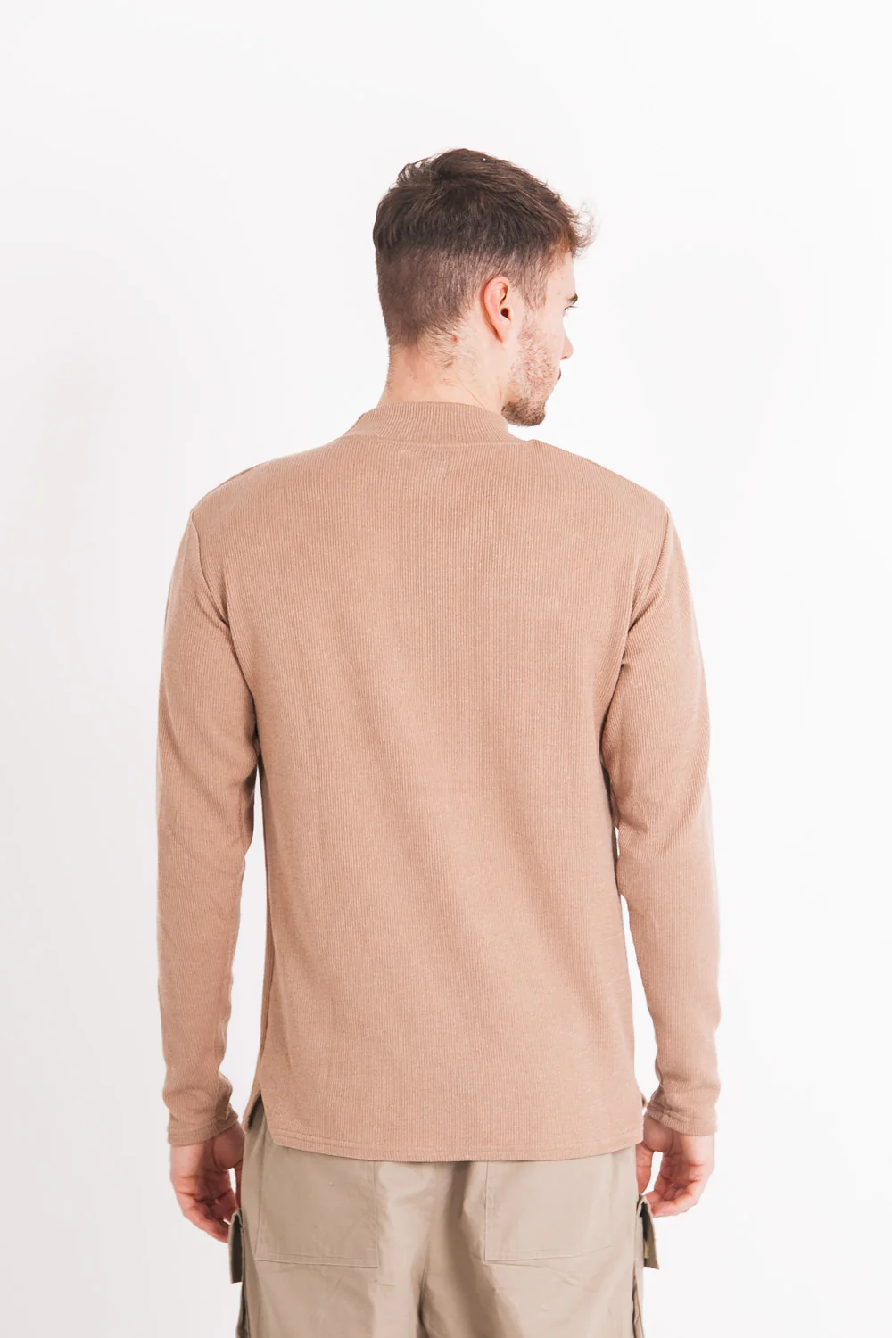 Pull maille poche cargo beige - Image 5