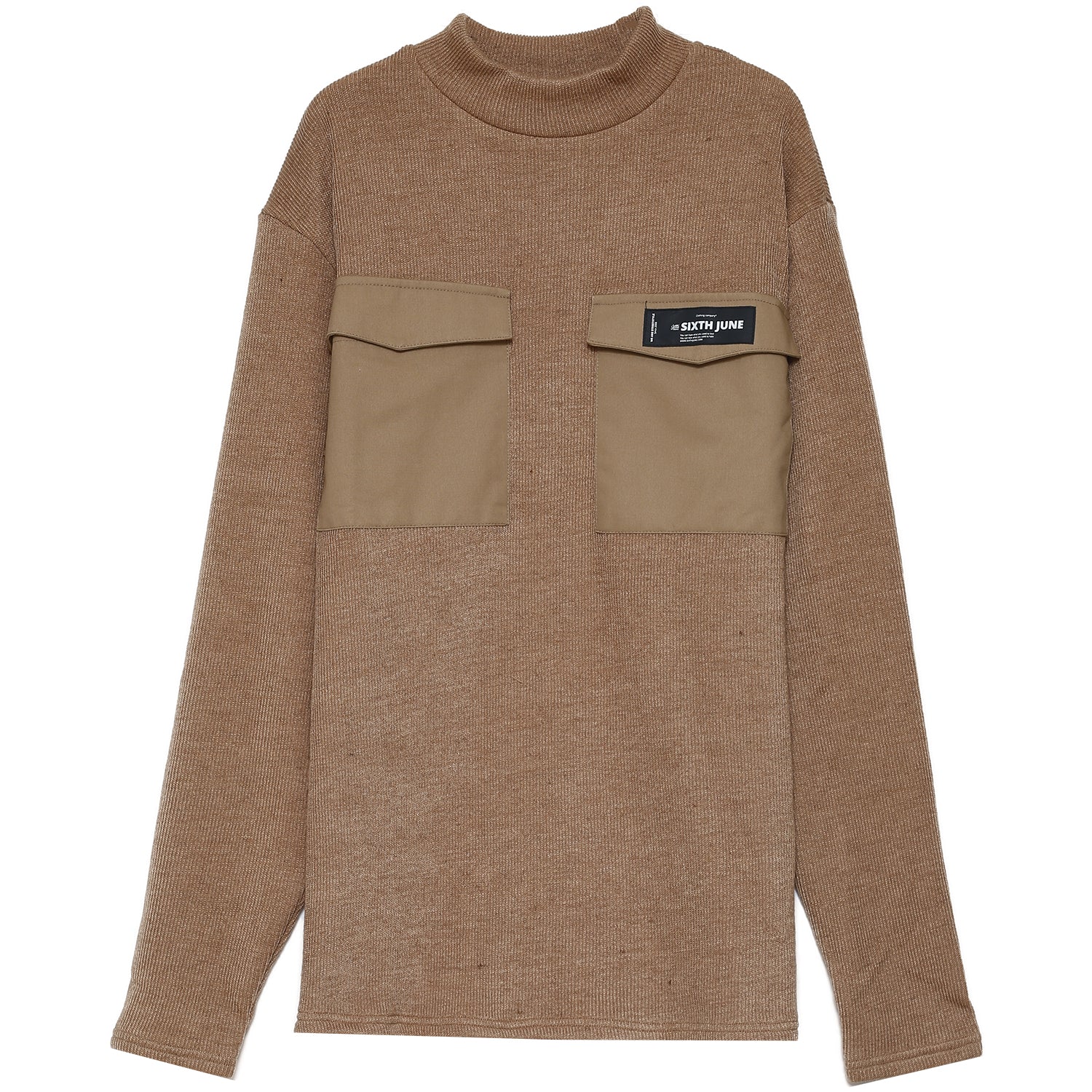 Pull maille poche cargo beige - Image 6