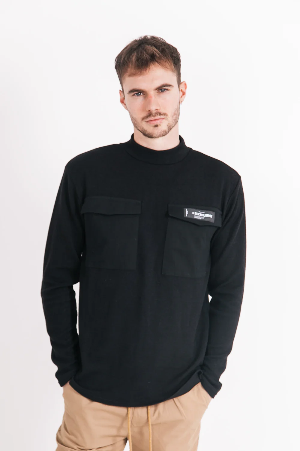 Pull en maille poche cargo noir - Image 2