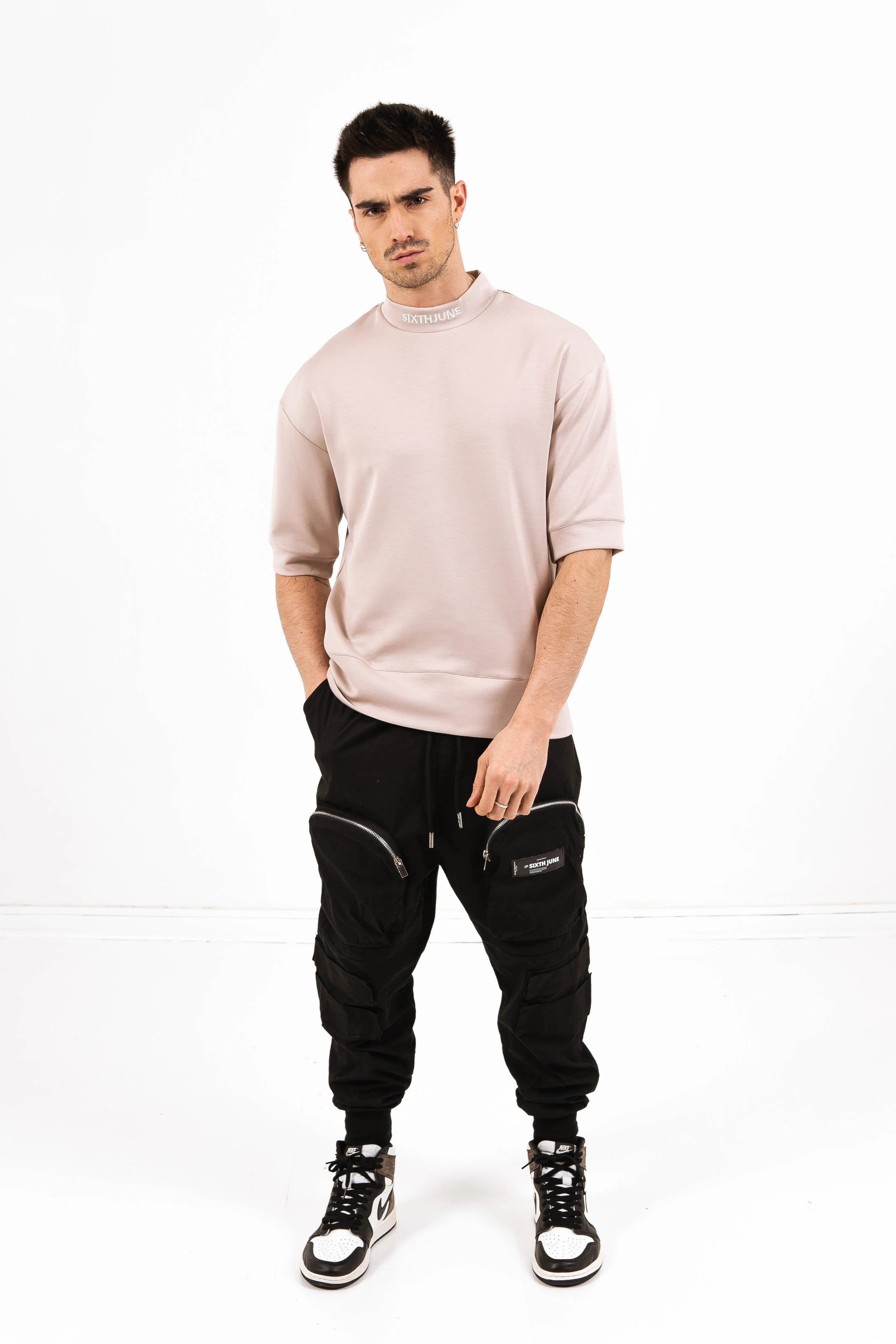 T-shirt manches mi-longues col Beige - Image 2