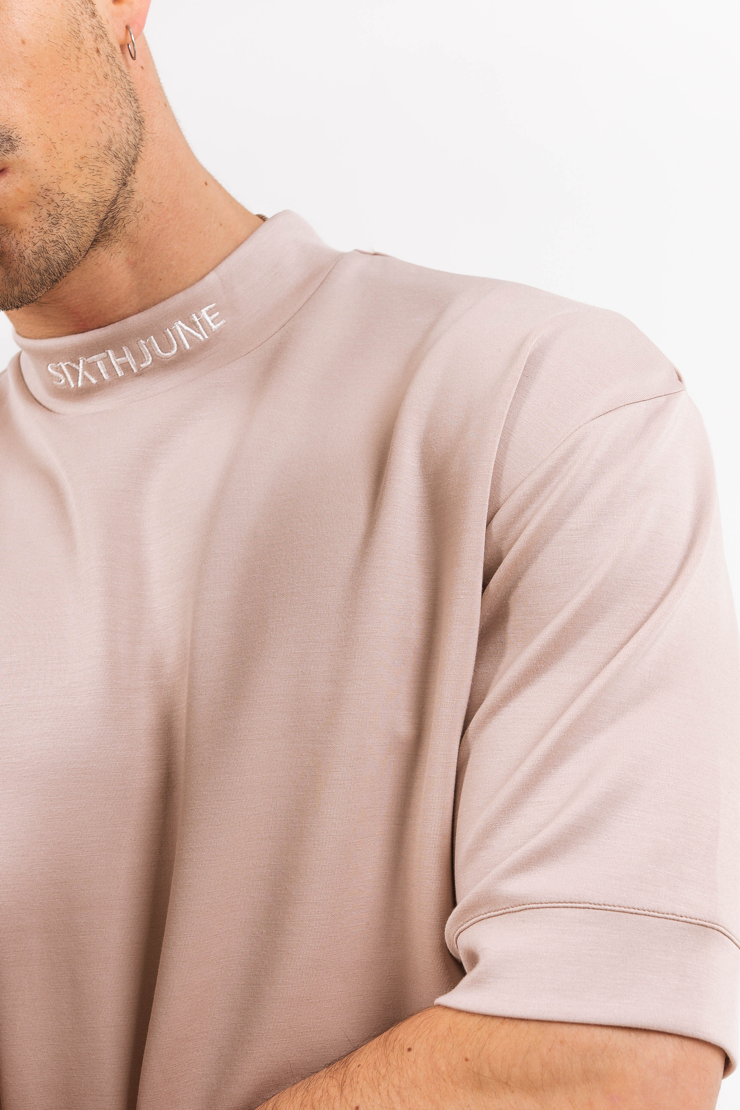 T-shirt manches mi-longues col Beige - Image 3