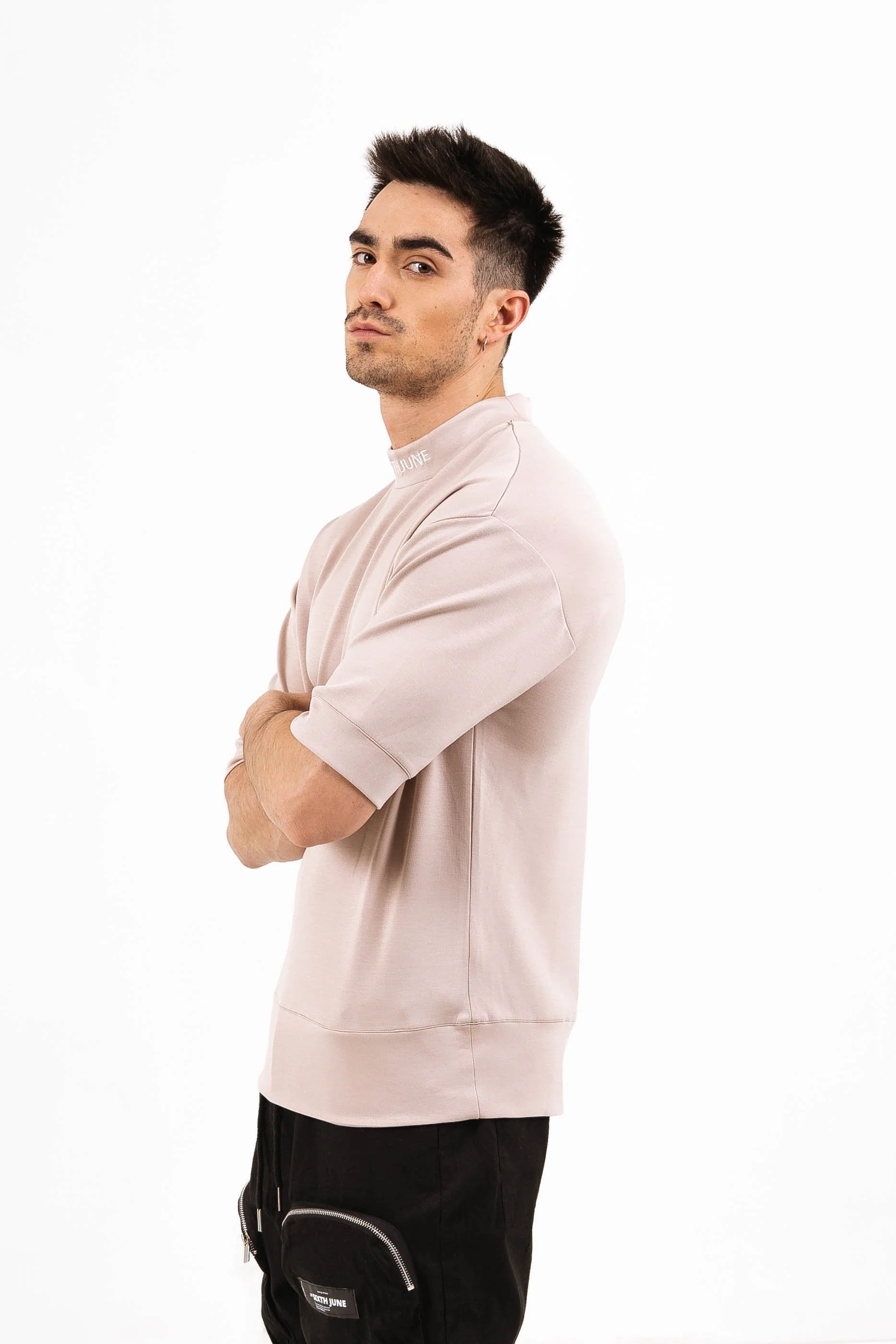T-shirt manches mi-longues col Beige - Image 4