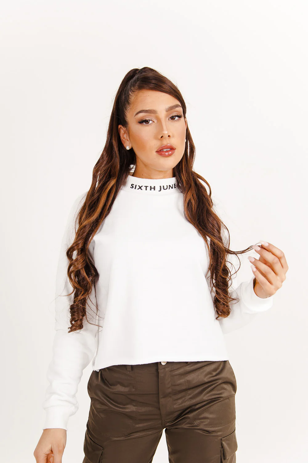 Sweatshirt imprimé col blanc - Image 2