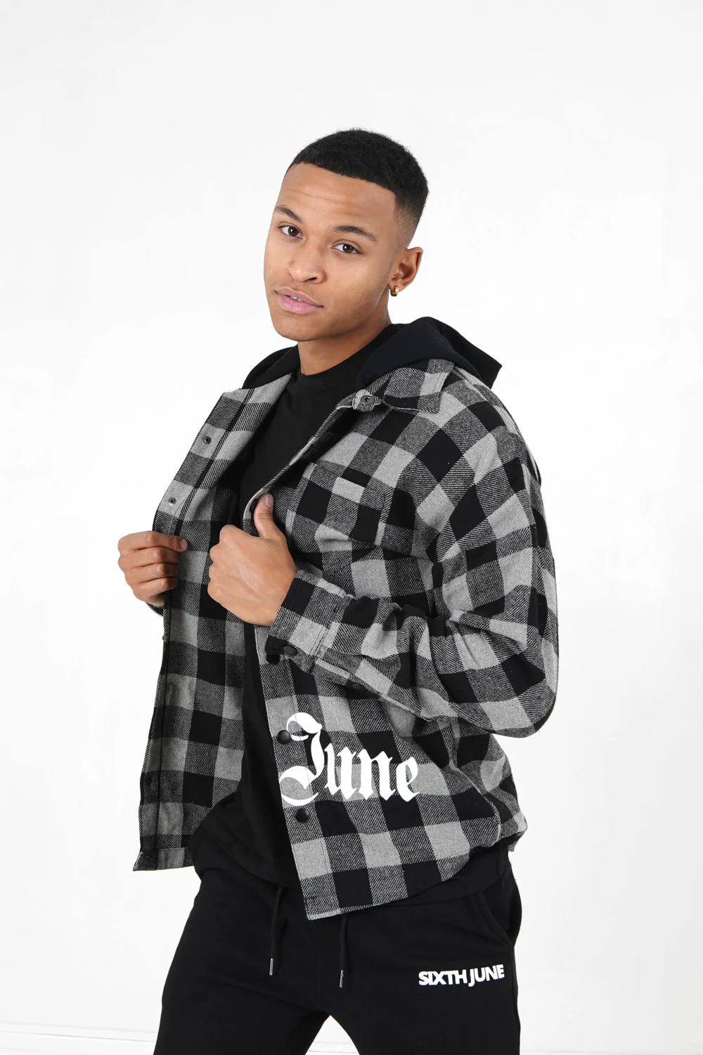 Surchemise tartan capuche Gris - Image 4