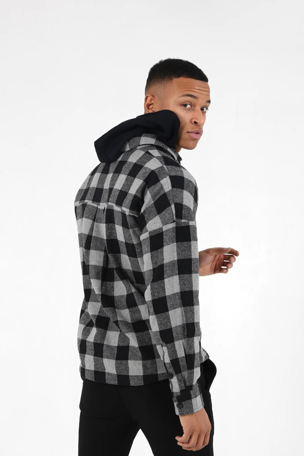 Surchemise tartan capuche Gris - Image 5
