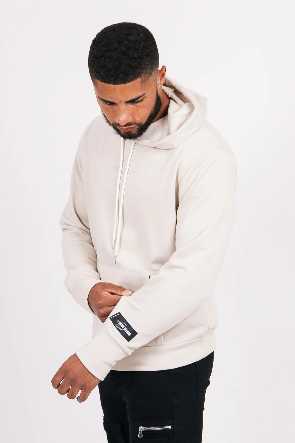 Sweat à capuche basique logo beige - Image 2