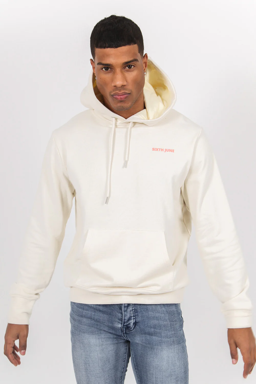 Sweat à capuche imprimé bande logo jaune clair - Image 2