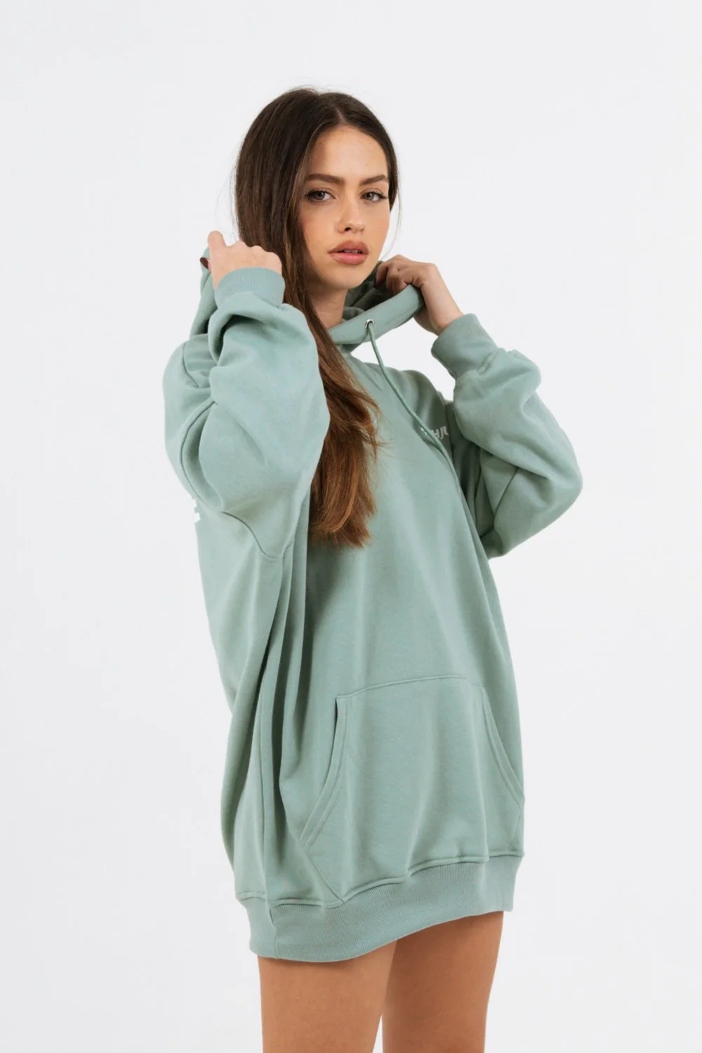 Sweat à capuche oversize vert - Image 4