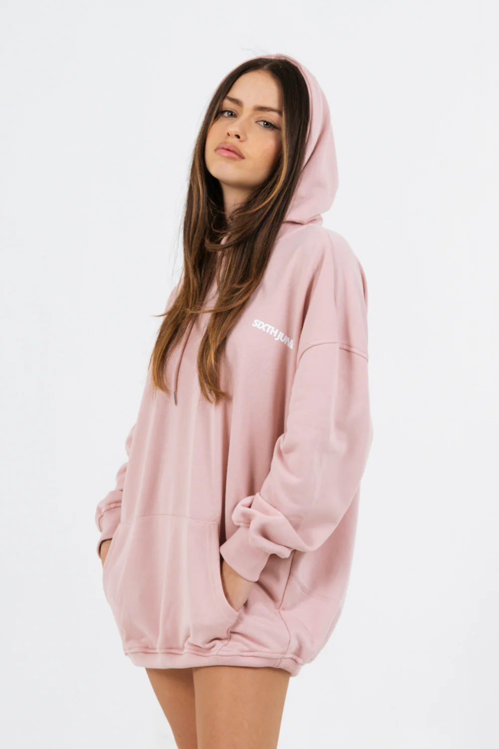 Sweat à capuche oversize rose - Image 3