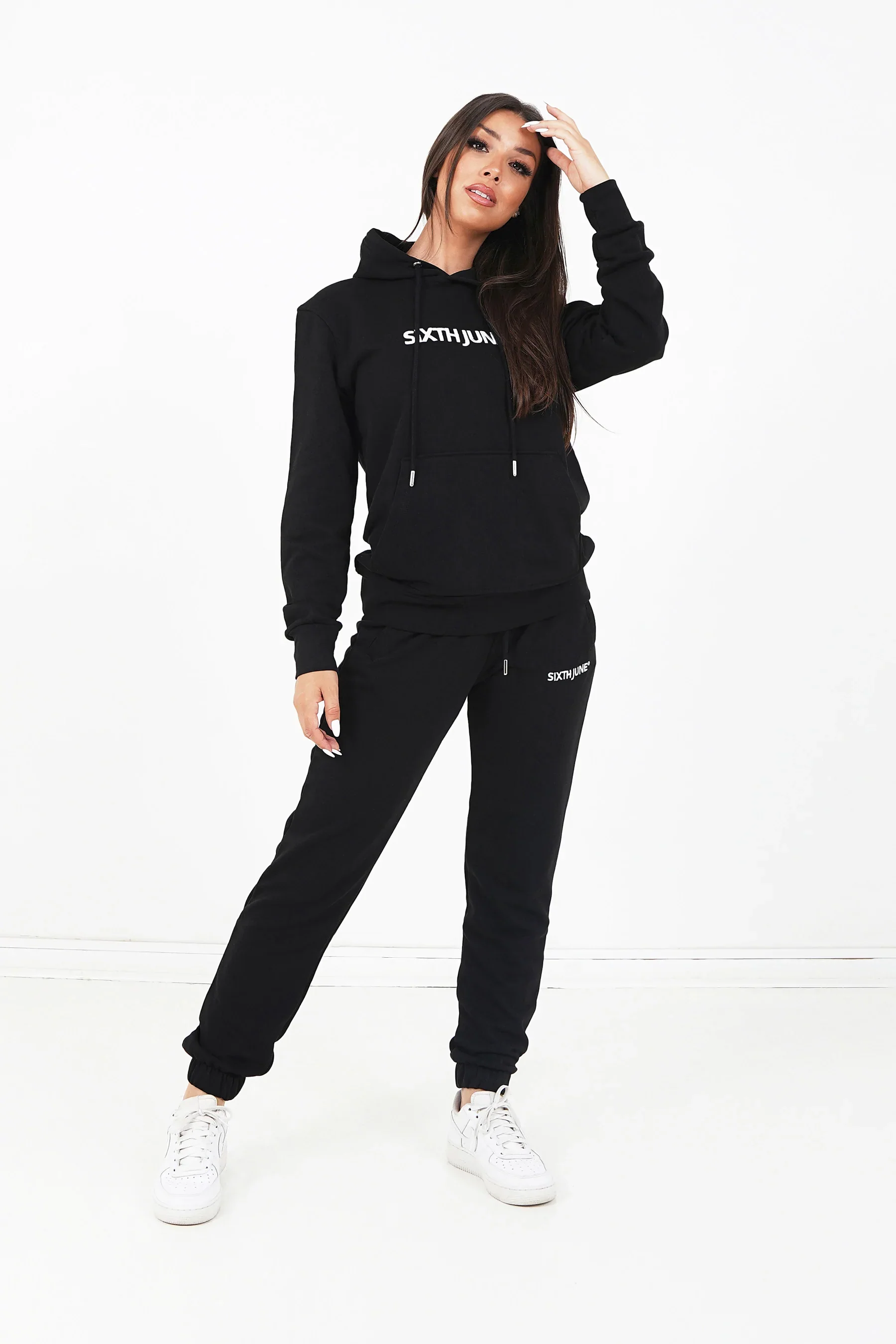 Jogging + sweat capuche logo brodé Noir - Image 6