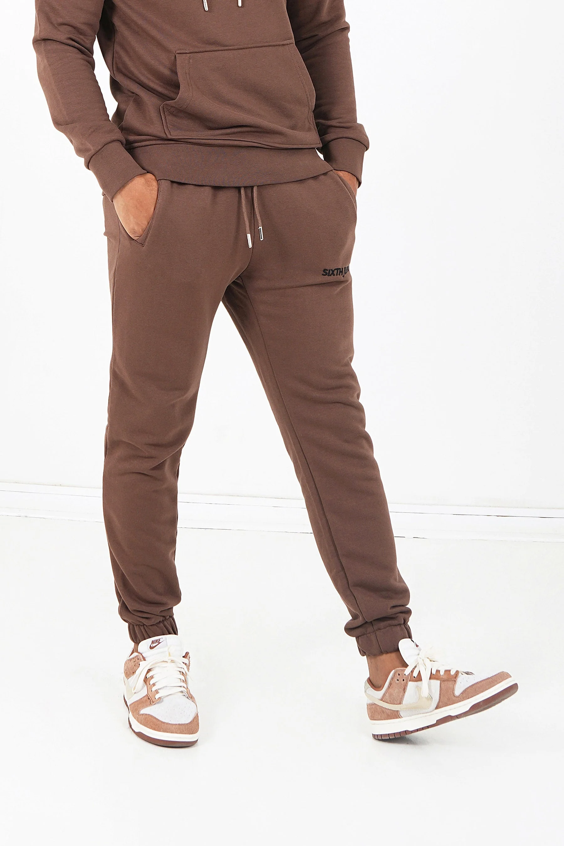 Jogging + sweat capuche logo brodé Marron - Image 4