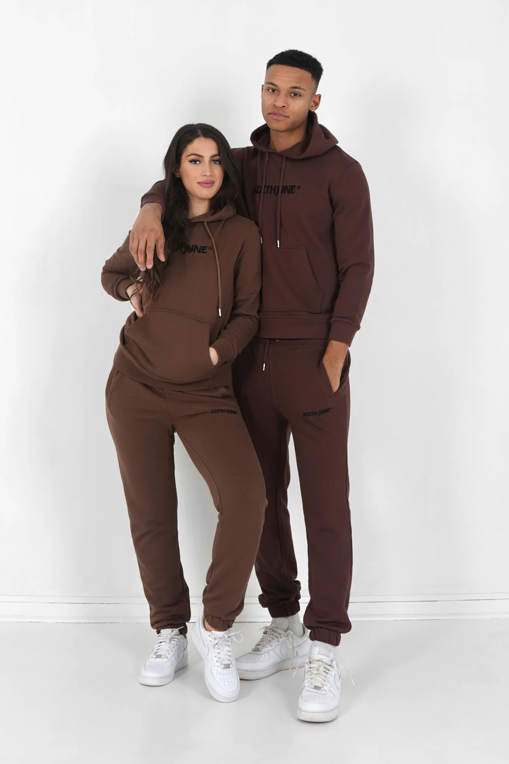 Jogging + sweat capuche logo brodé Marron - Image 7