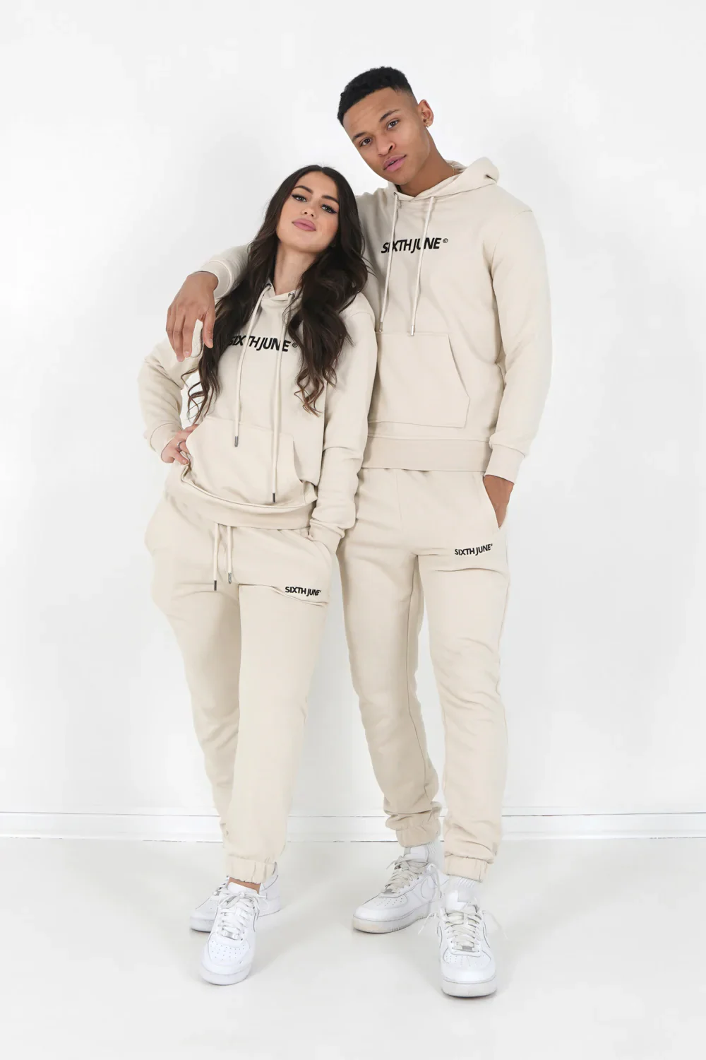 Jogging + sweat capuche logo brodé Beige - Image 7