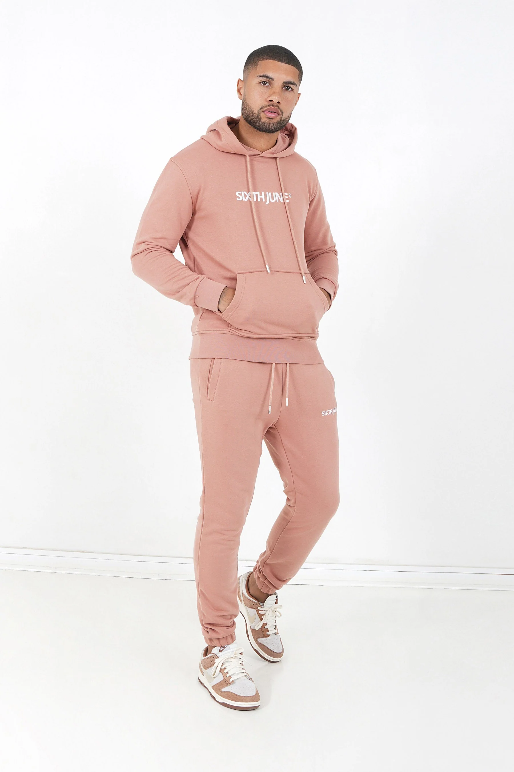 Jogging + sweat capuche logo brodé Rose foncé - Image 2