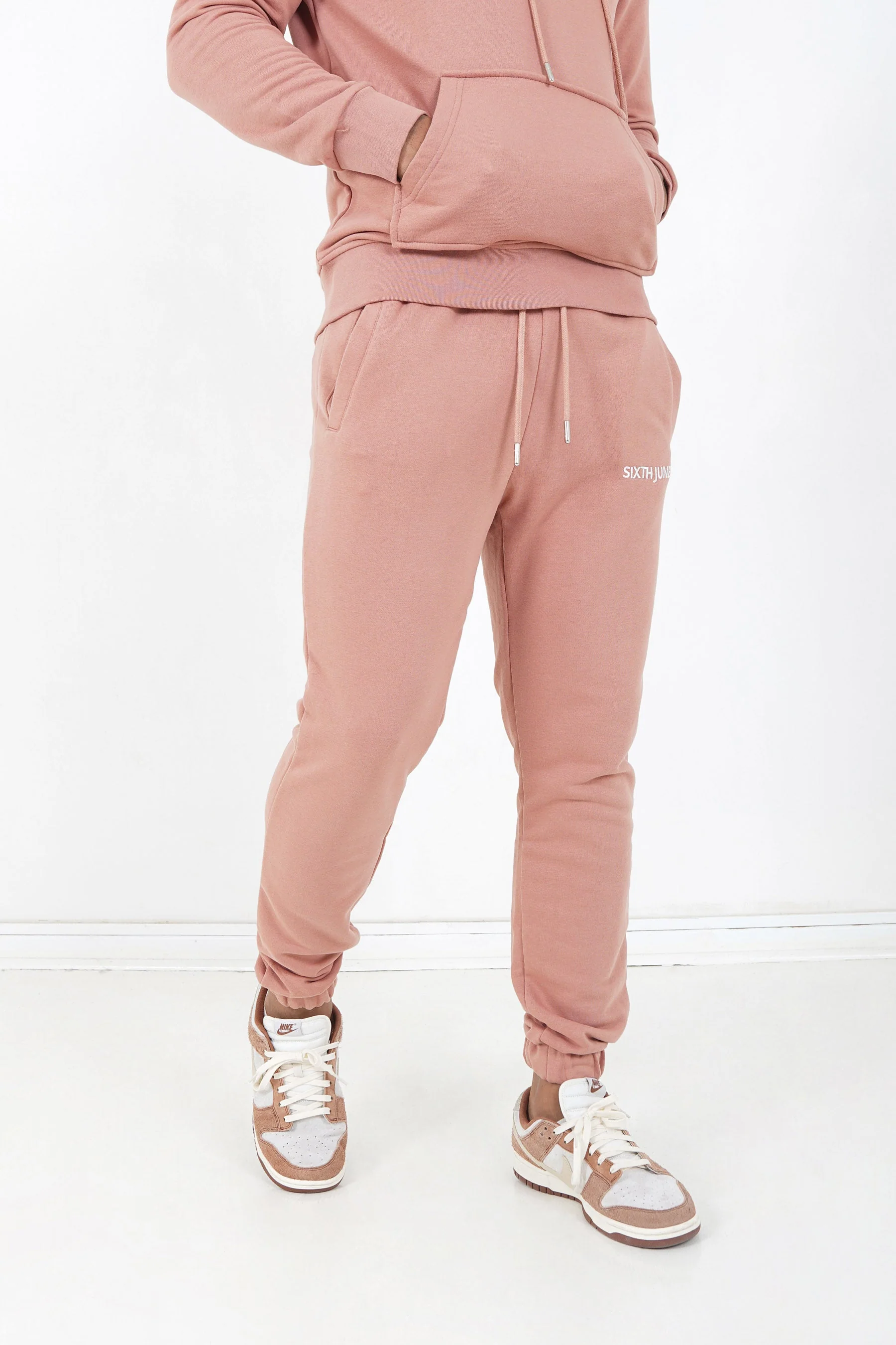 Jogging + sweat capuche logo brodé Rose foncé - Image 4