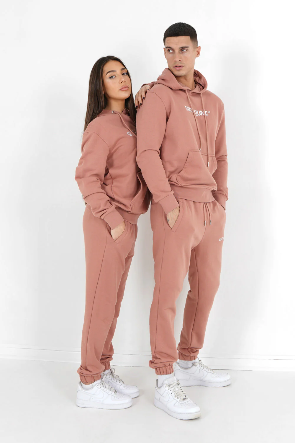 Jogging + sweat capuche logo brodé Rose foncé - Image 7