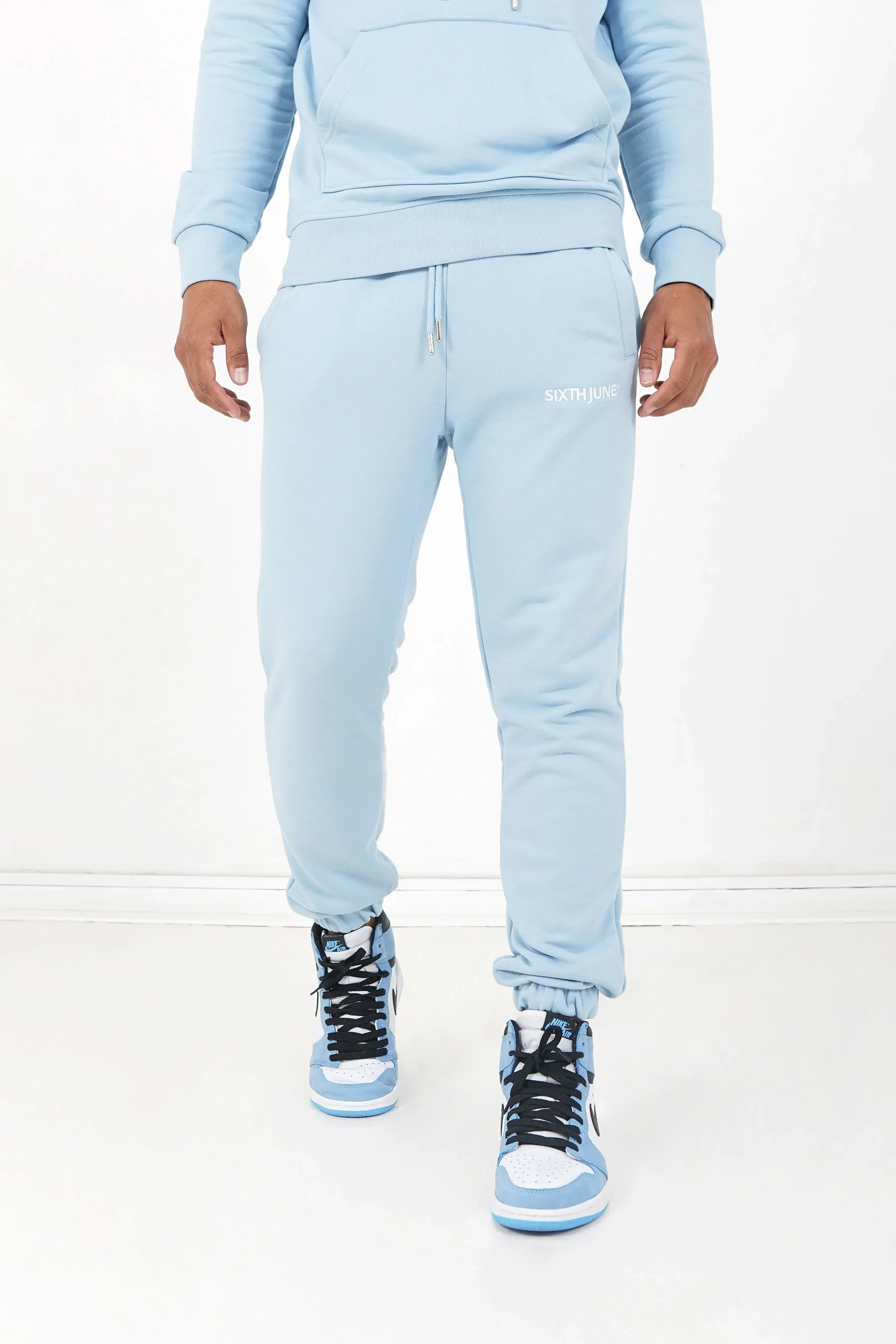 Jogging + sweat capuche logo brodé Bleu clair - Image 4