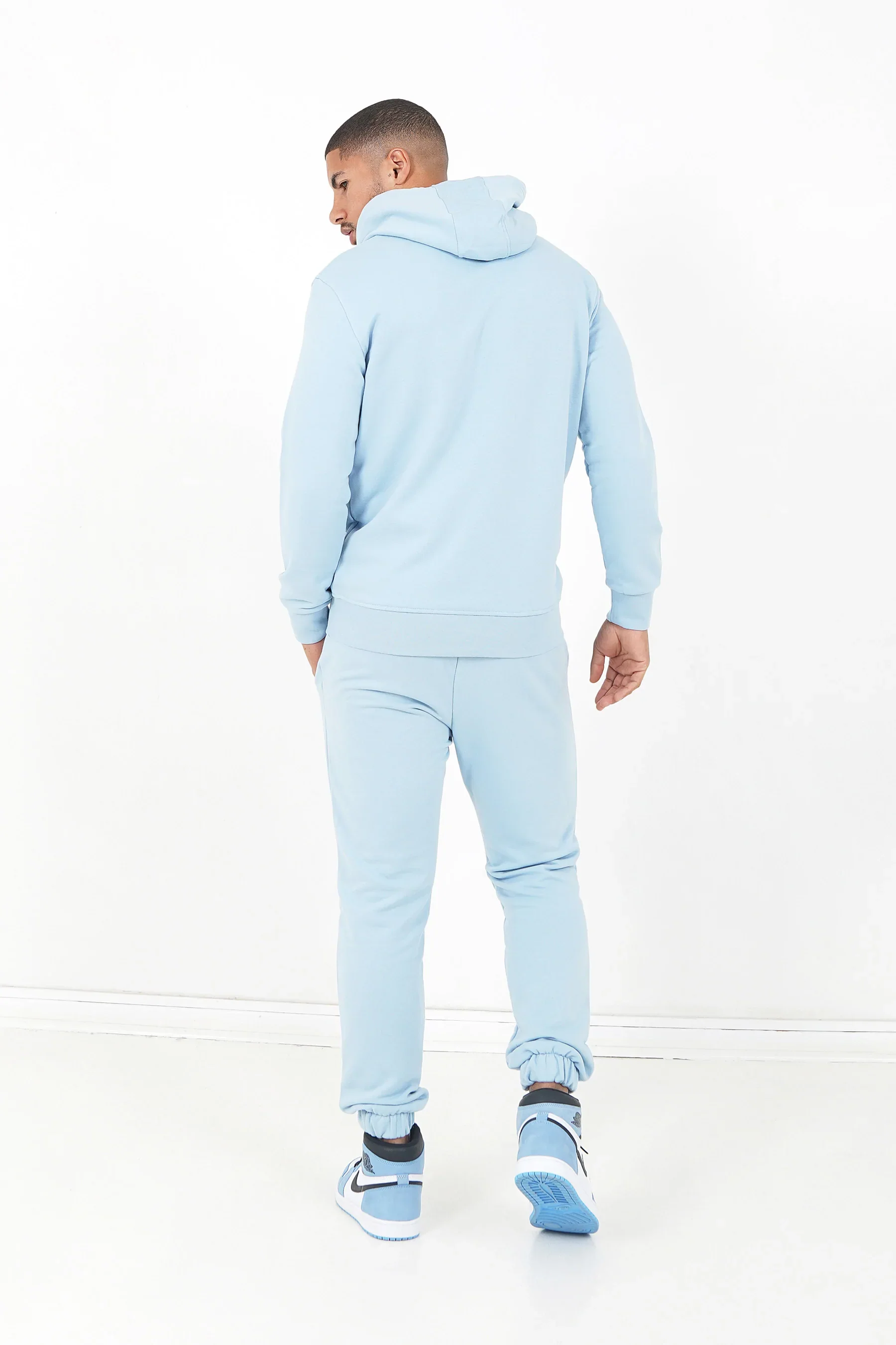 Jogging + sweat capuche logo brodé Bleu clair - Image 5