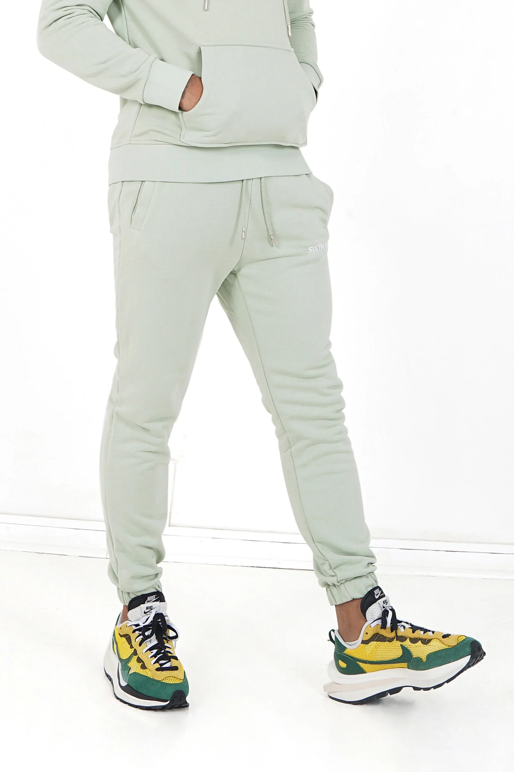 Jogging + sweat capuche logo brodé Vert clair - Image 4