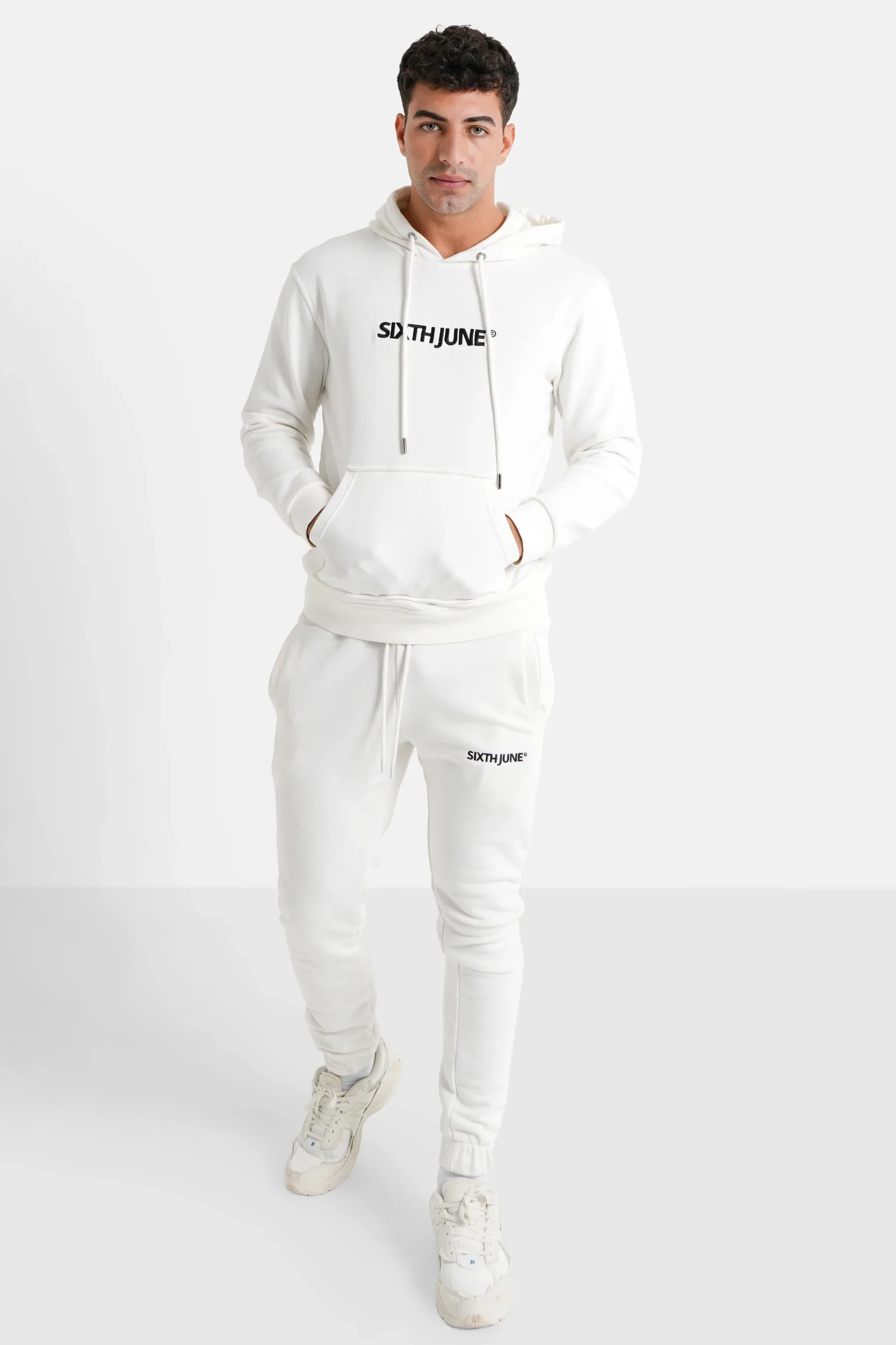 Jogging + sweat capuche logo brodé Blanc - Image 2