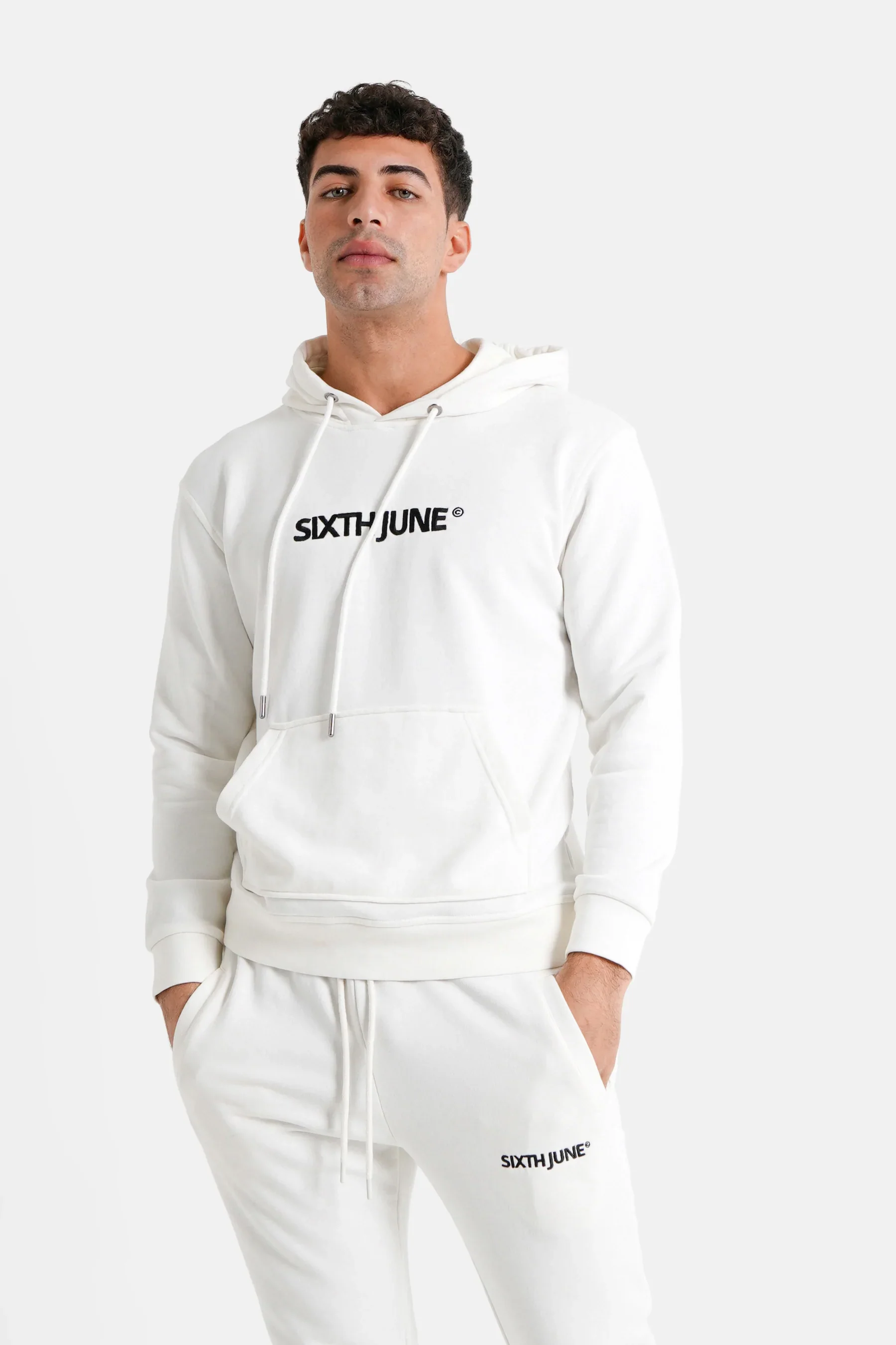 Jogging + sweat capuche logo brodé Blanc - Image 3