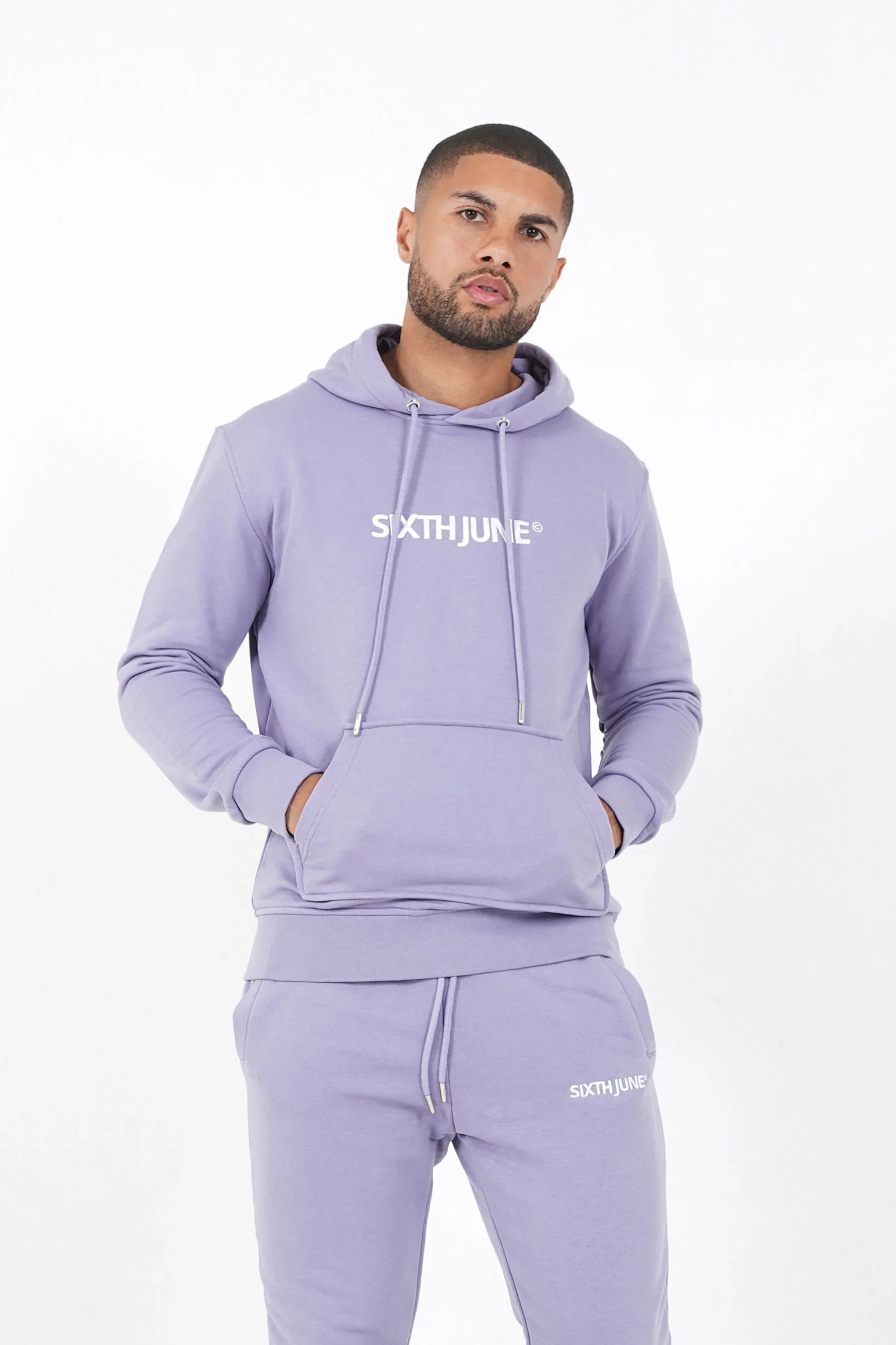 Jogging + sweat capuche logo brodé Violet - Image 3