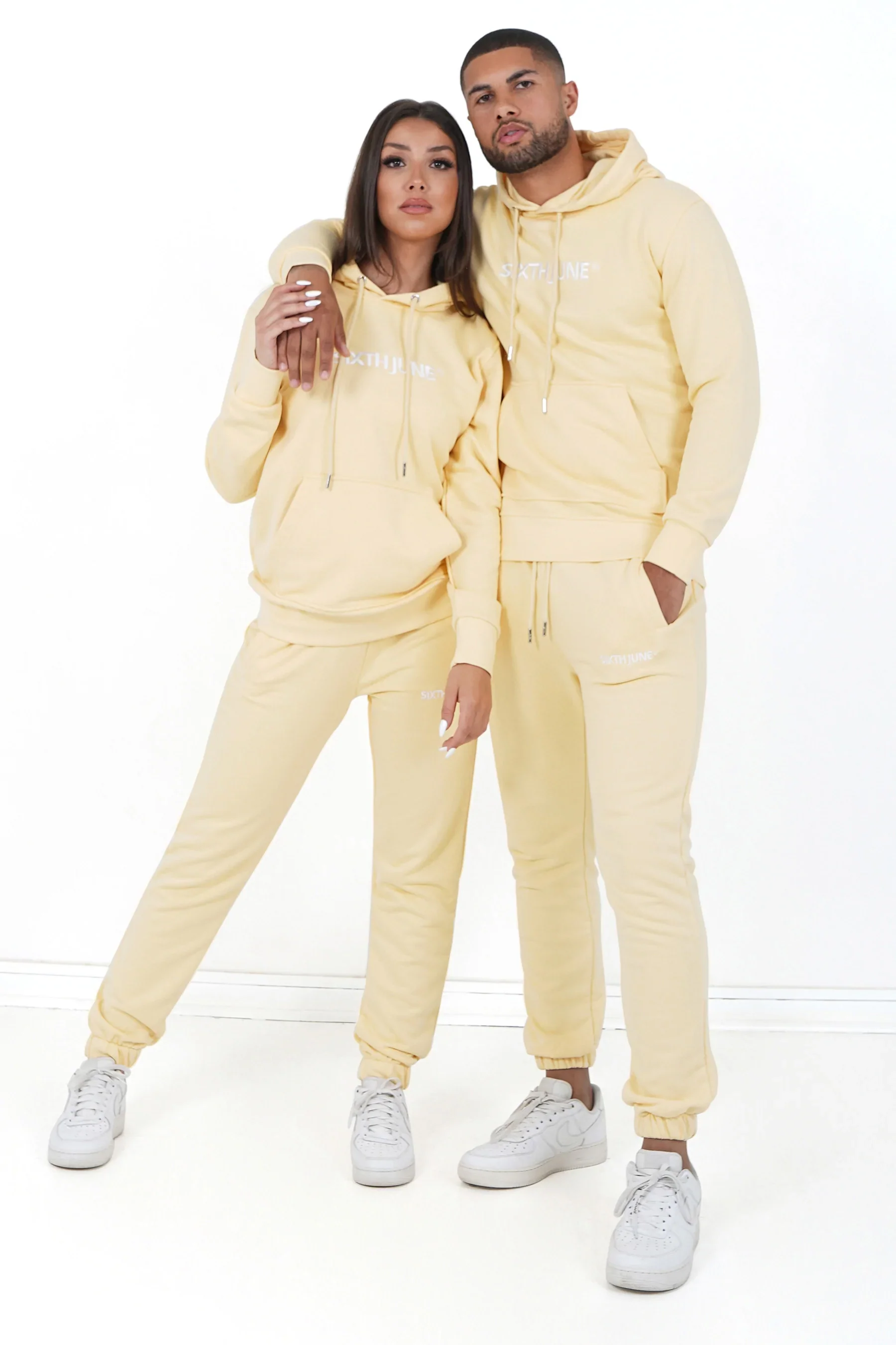 Jogging + sweat capuche logo brodé Jaune - Image 7