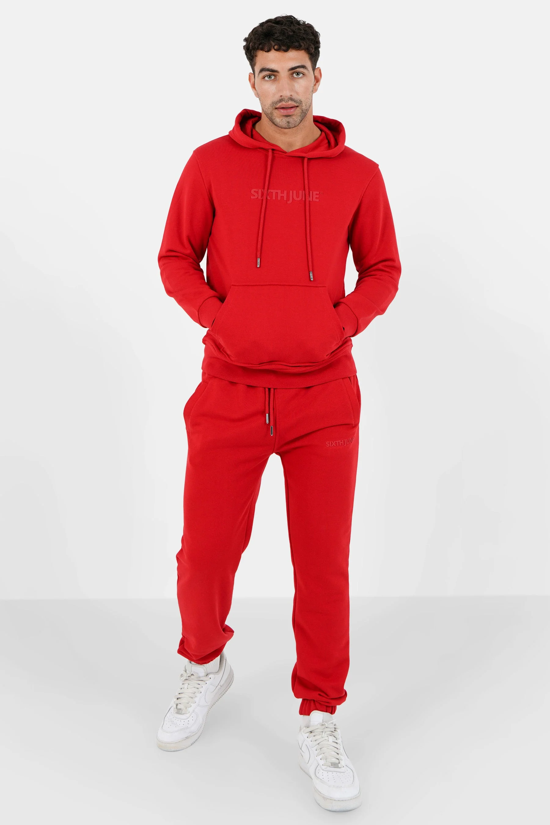 Jogging + sweat capuche logo gommé Rouge - Image 2
