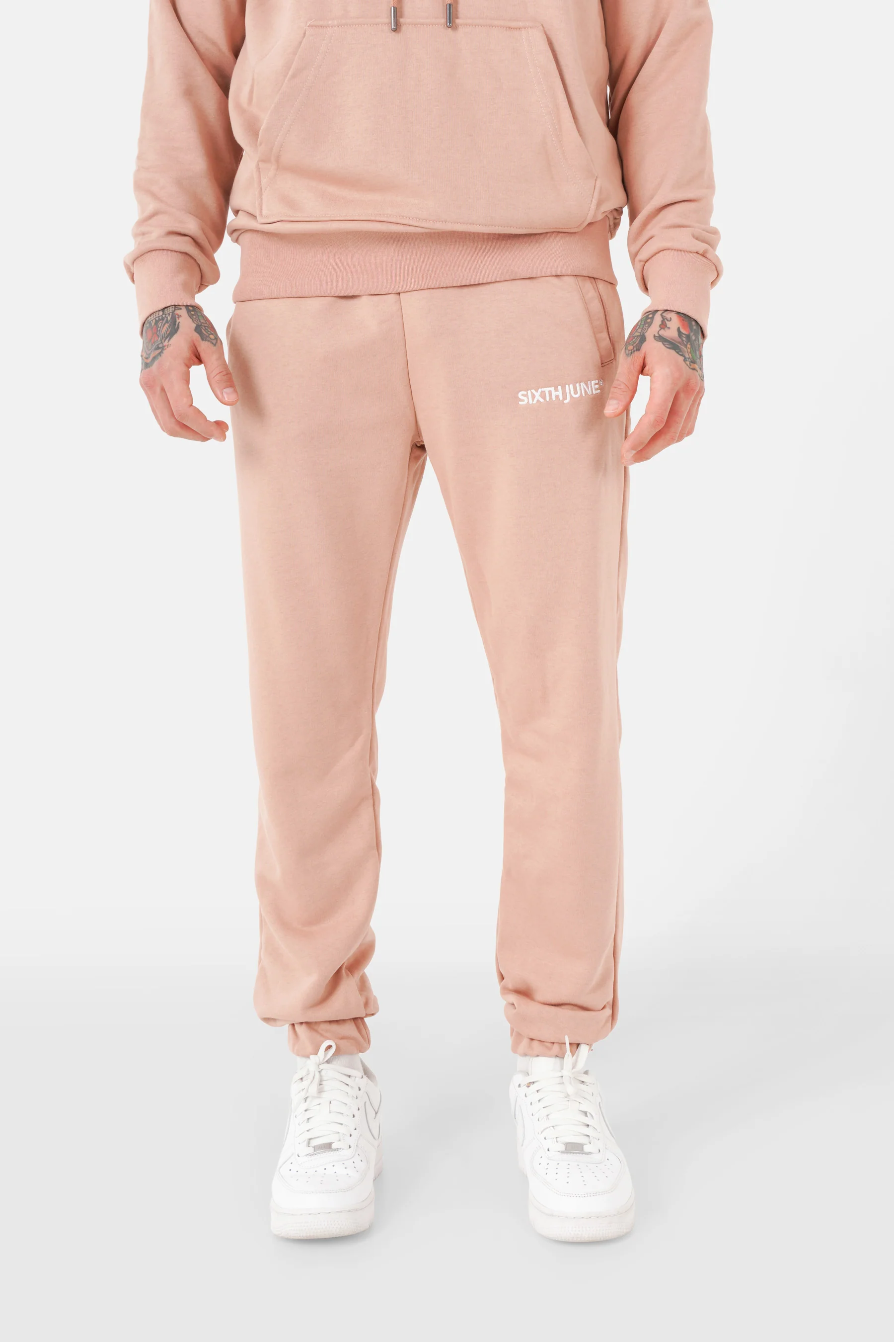 Jogging + sweat capuche logo brodé Beige - Image 3