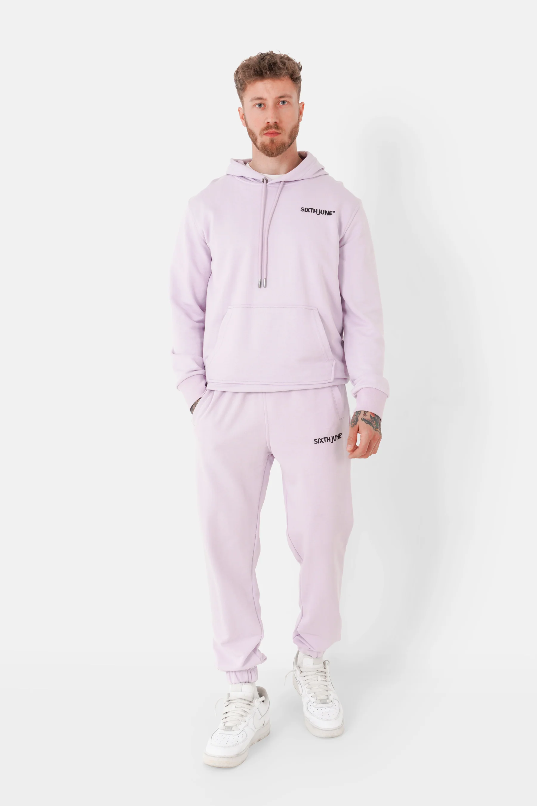 Jogging + sweat capuche logo brodé Violet clair - Image 2