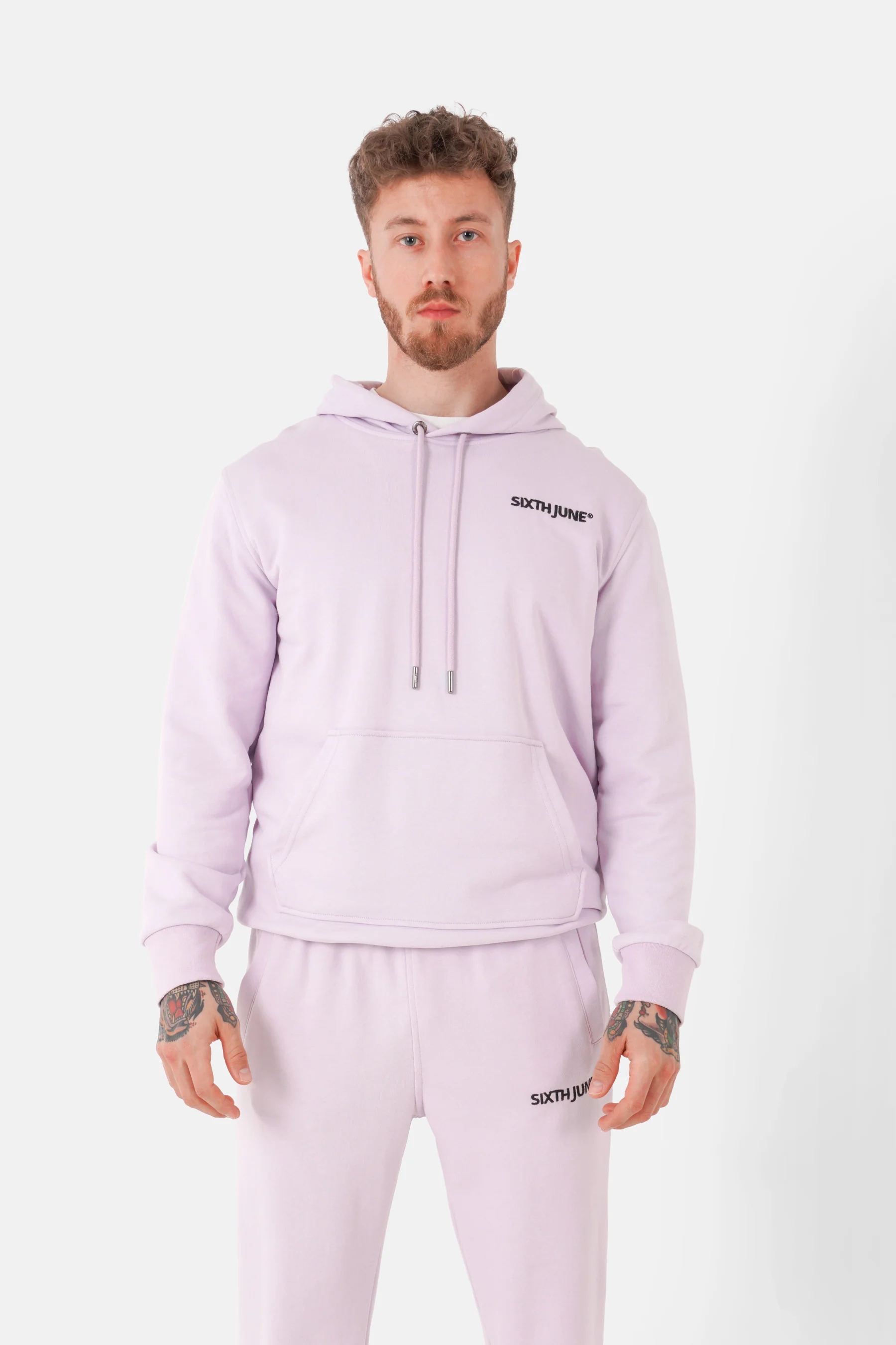 Jogging + sweat capuche logo brodé Violet clair - Image 3