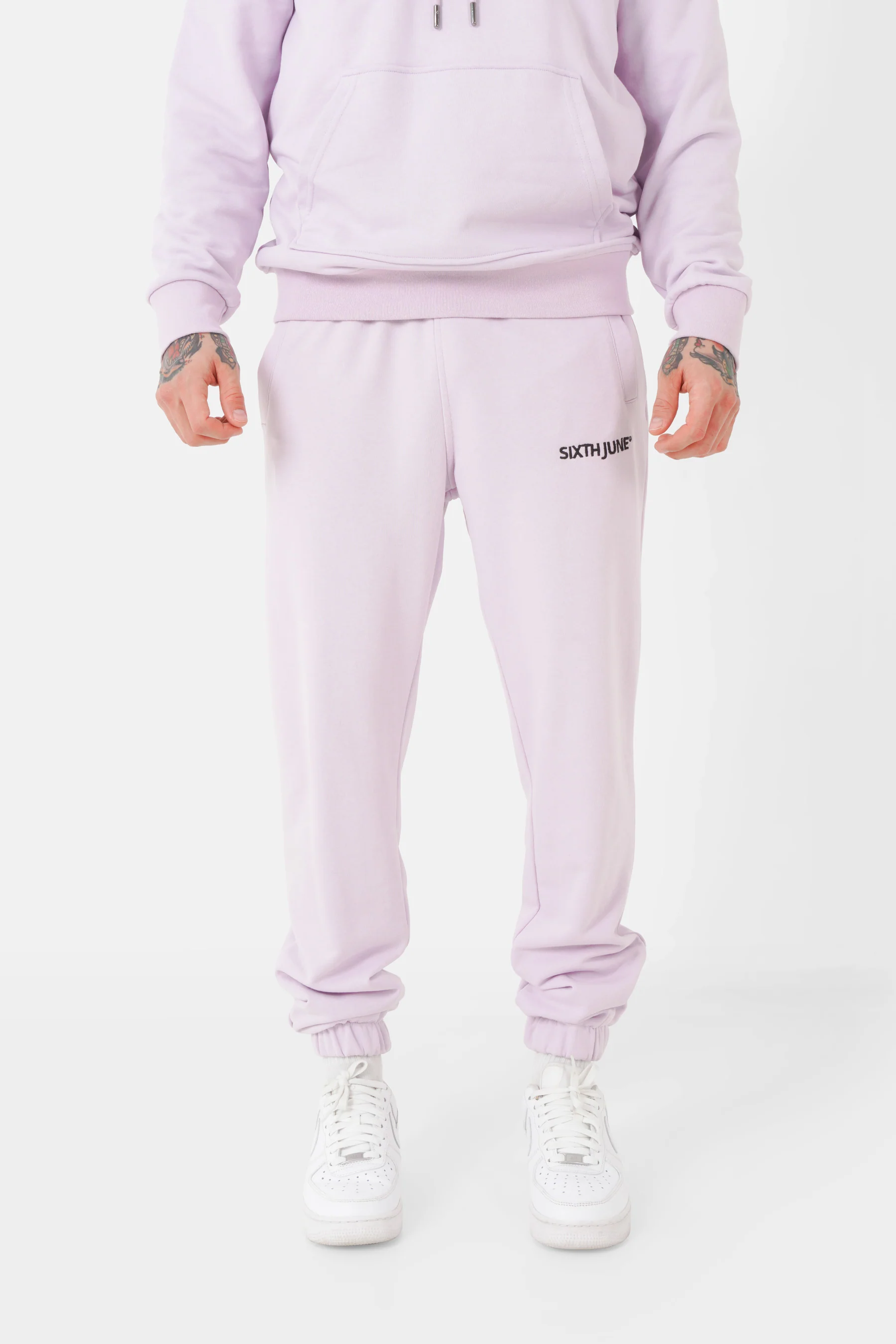 Jogging + sweat capuche logo brodé Violet clair - Image 4