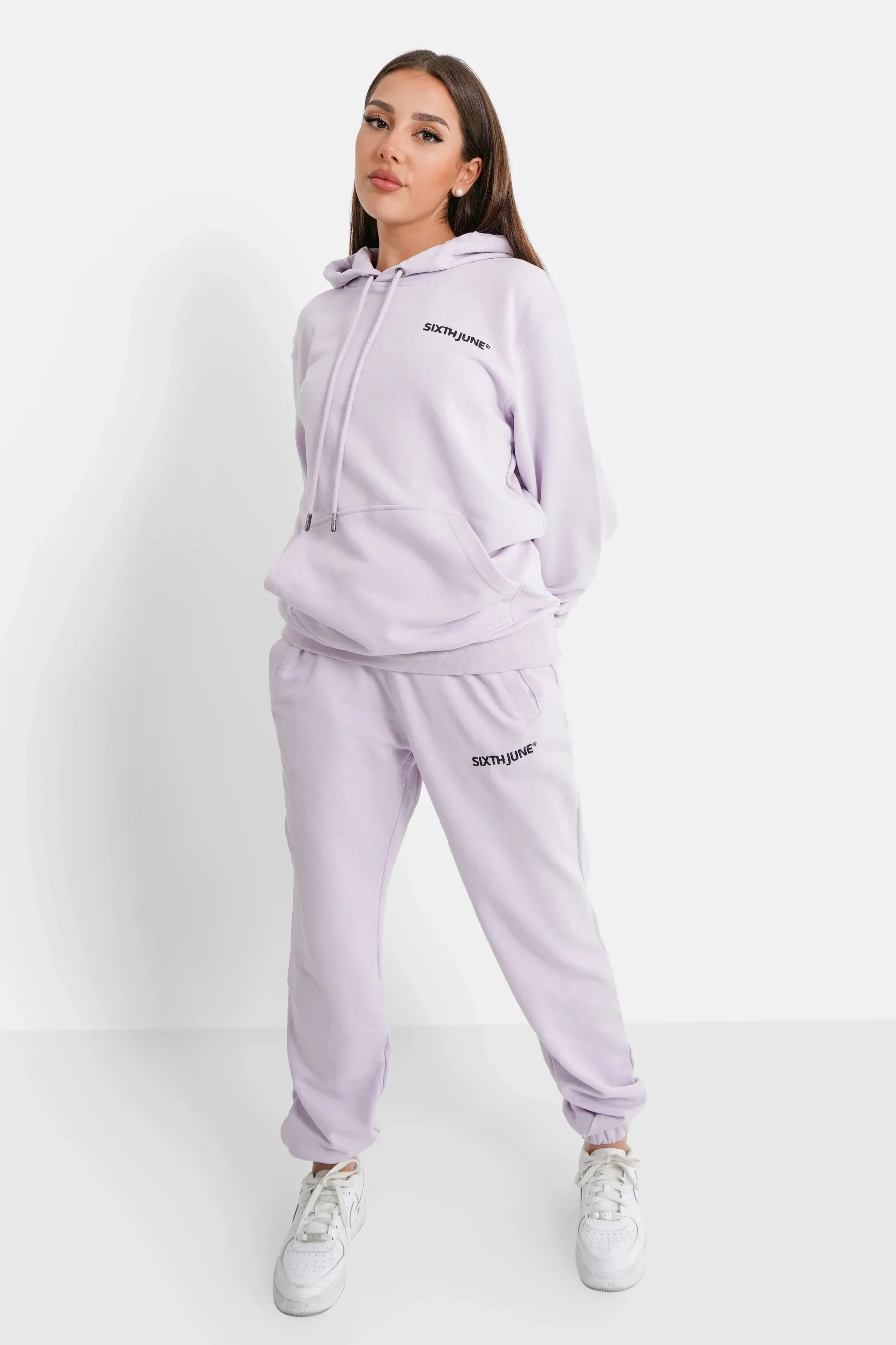 Jogging + sweat capuche logo brodé Violet clair - Image 6