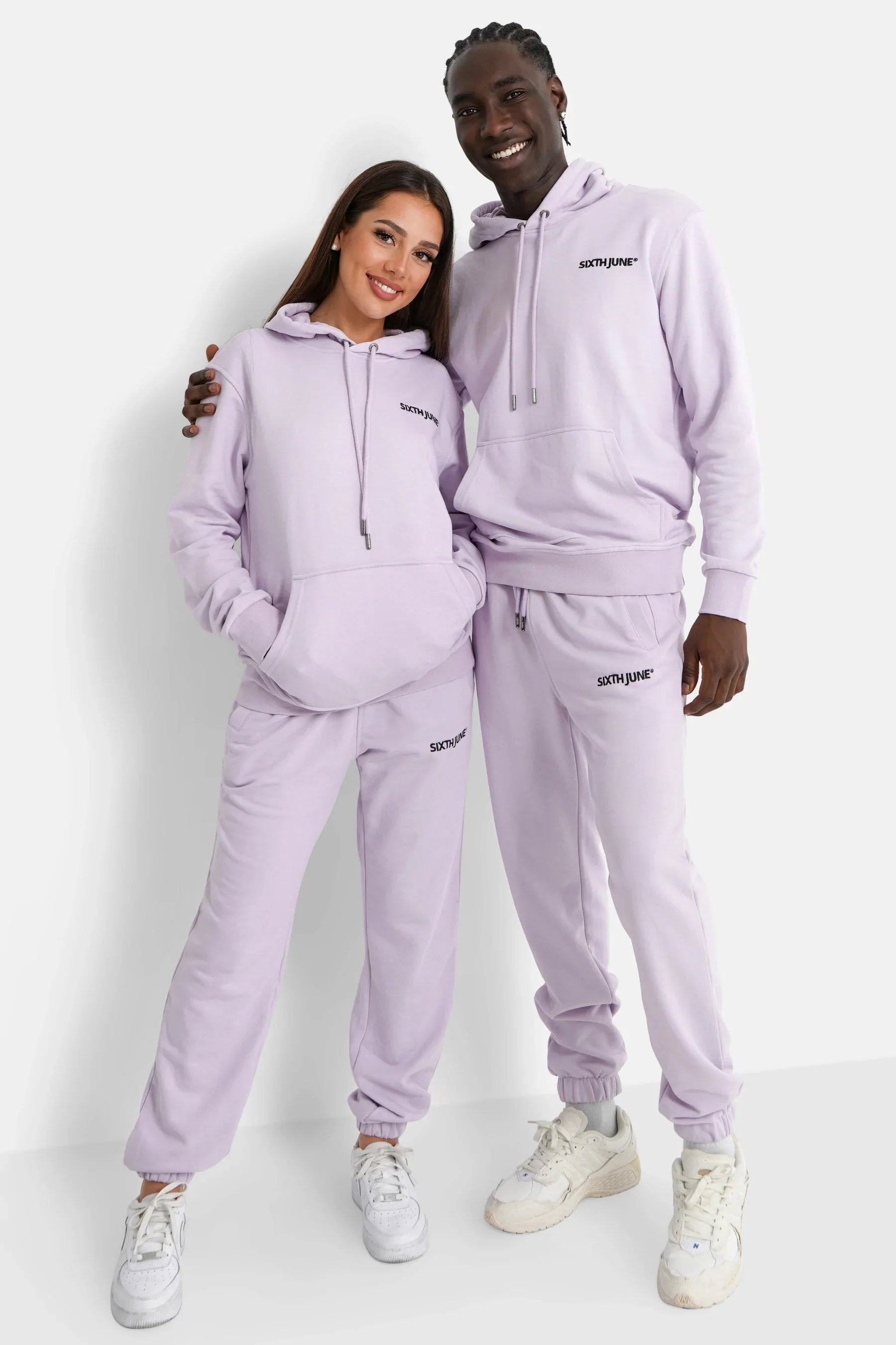 Jogging + sweat capuche logo brodé Violet clair - Image 7