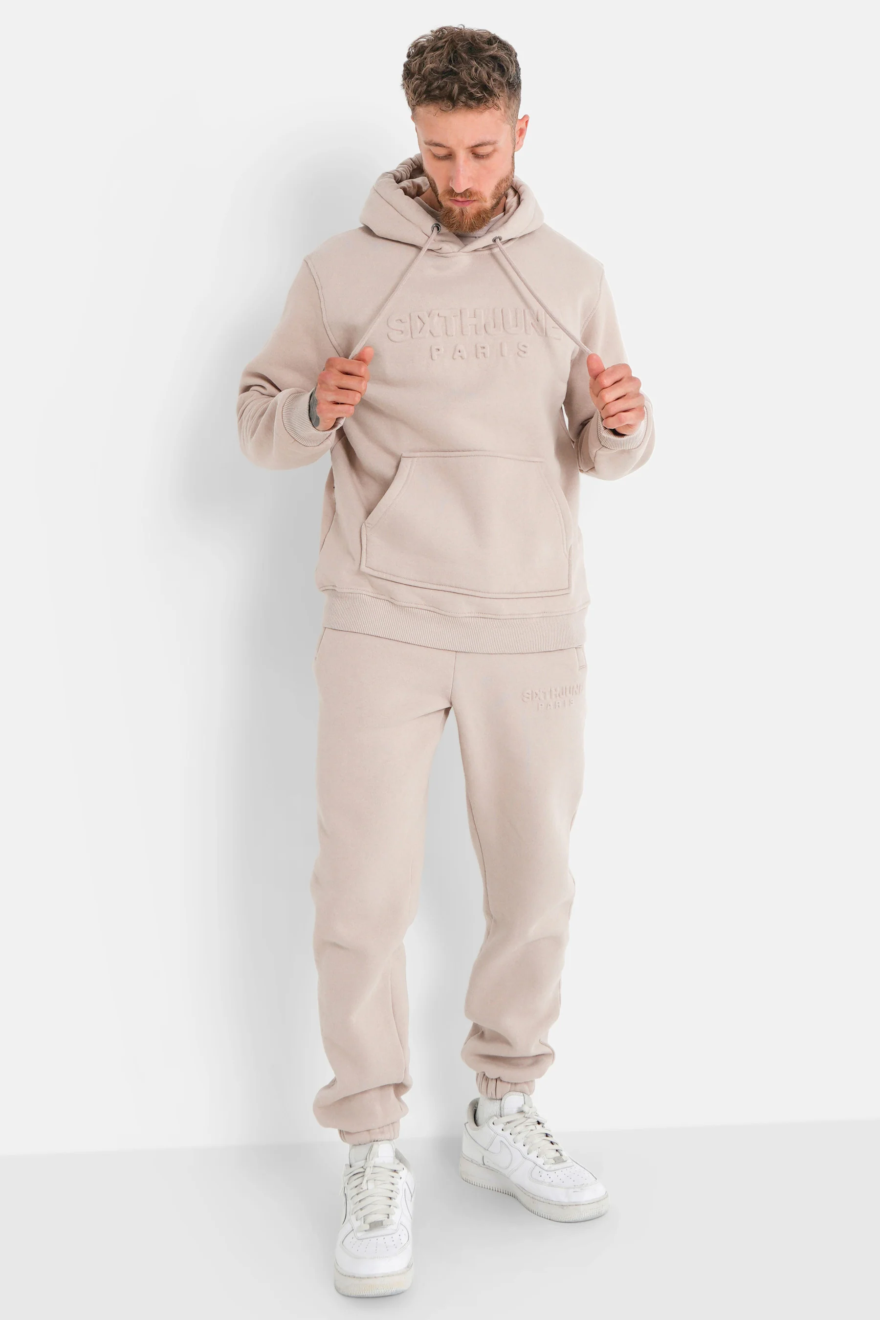 Sweatshirt capuche relief Beige - Image 2