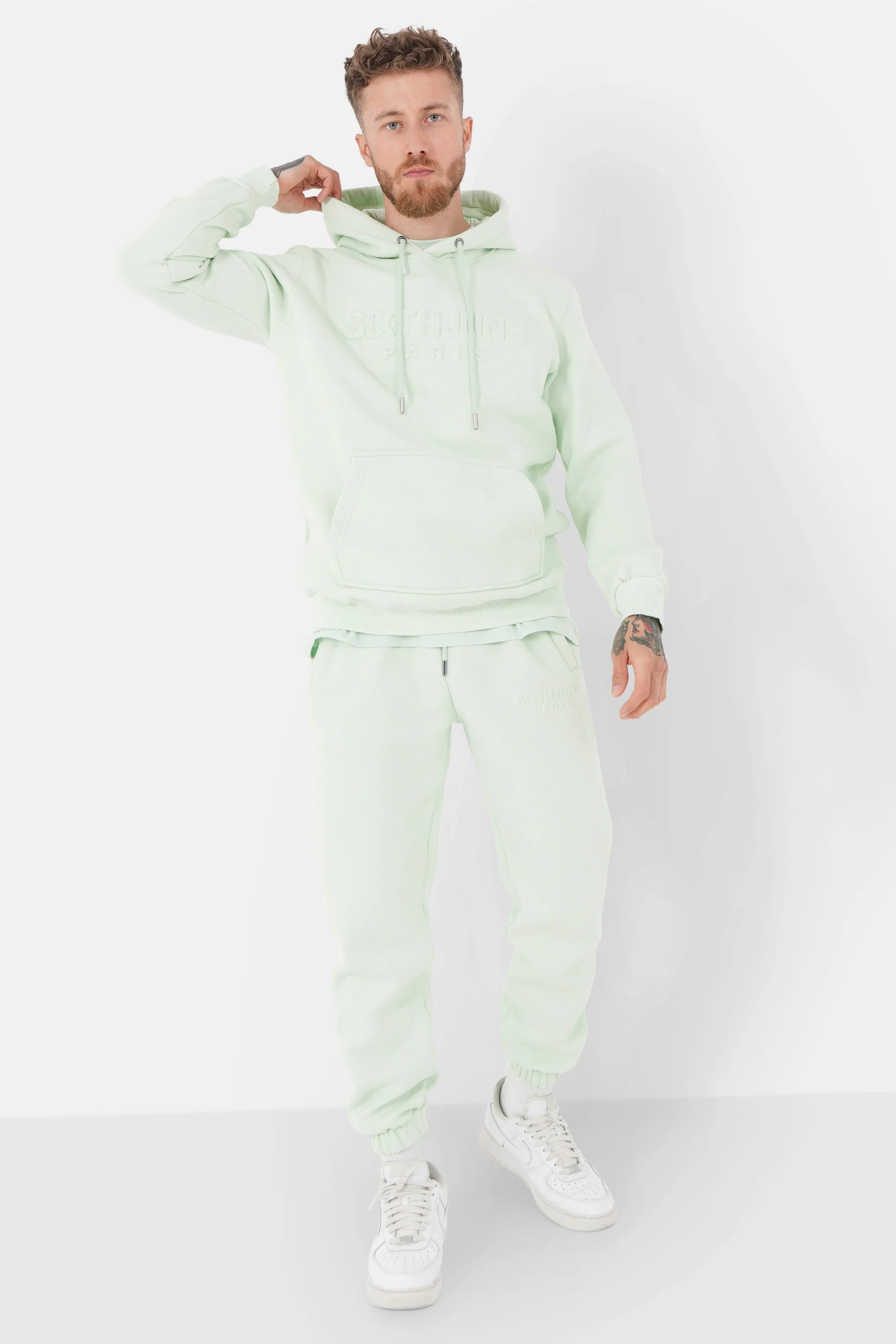 Sweatshirt capuche relief Vert clair - Image 4