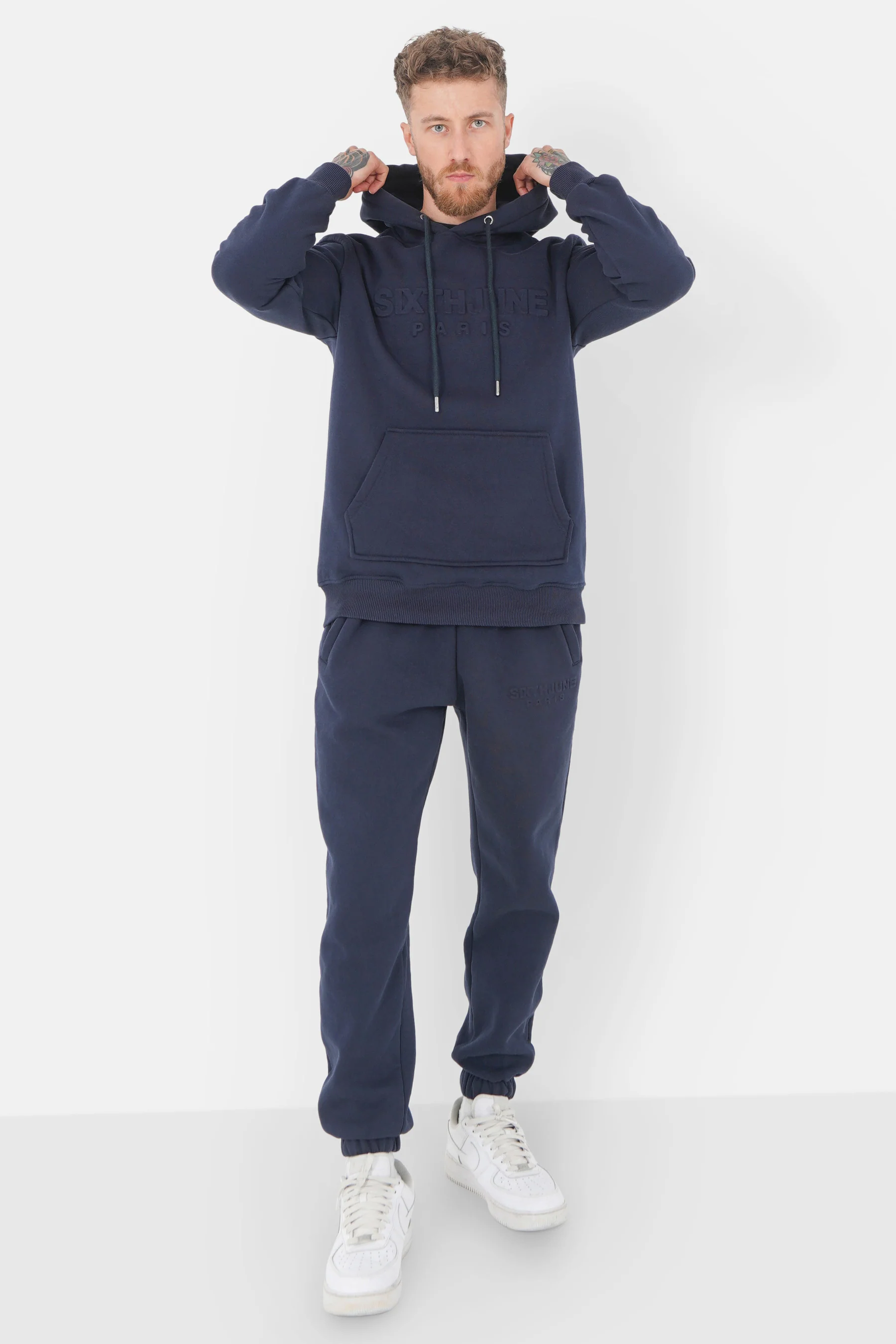 Sweatshirt capuche relief Bleu foncé - Image 2
